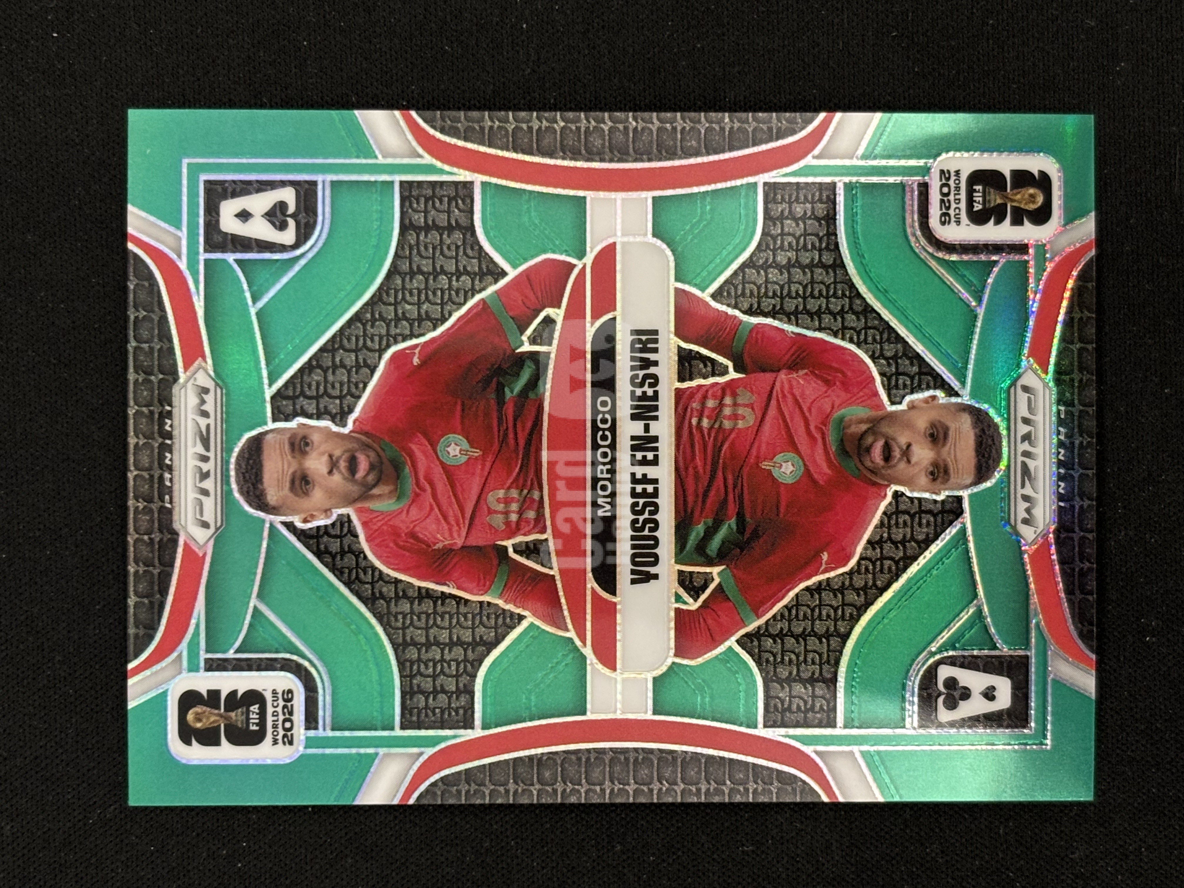 2026 Panini Prizm World Cup Youssef En Nesyri FIFA 世界杯 摩洛哥 恩内斯里 Aces 扑克牌特卡 绿折 5/5编 国际独占 瑕疵如图 - gurke