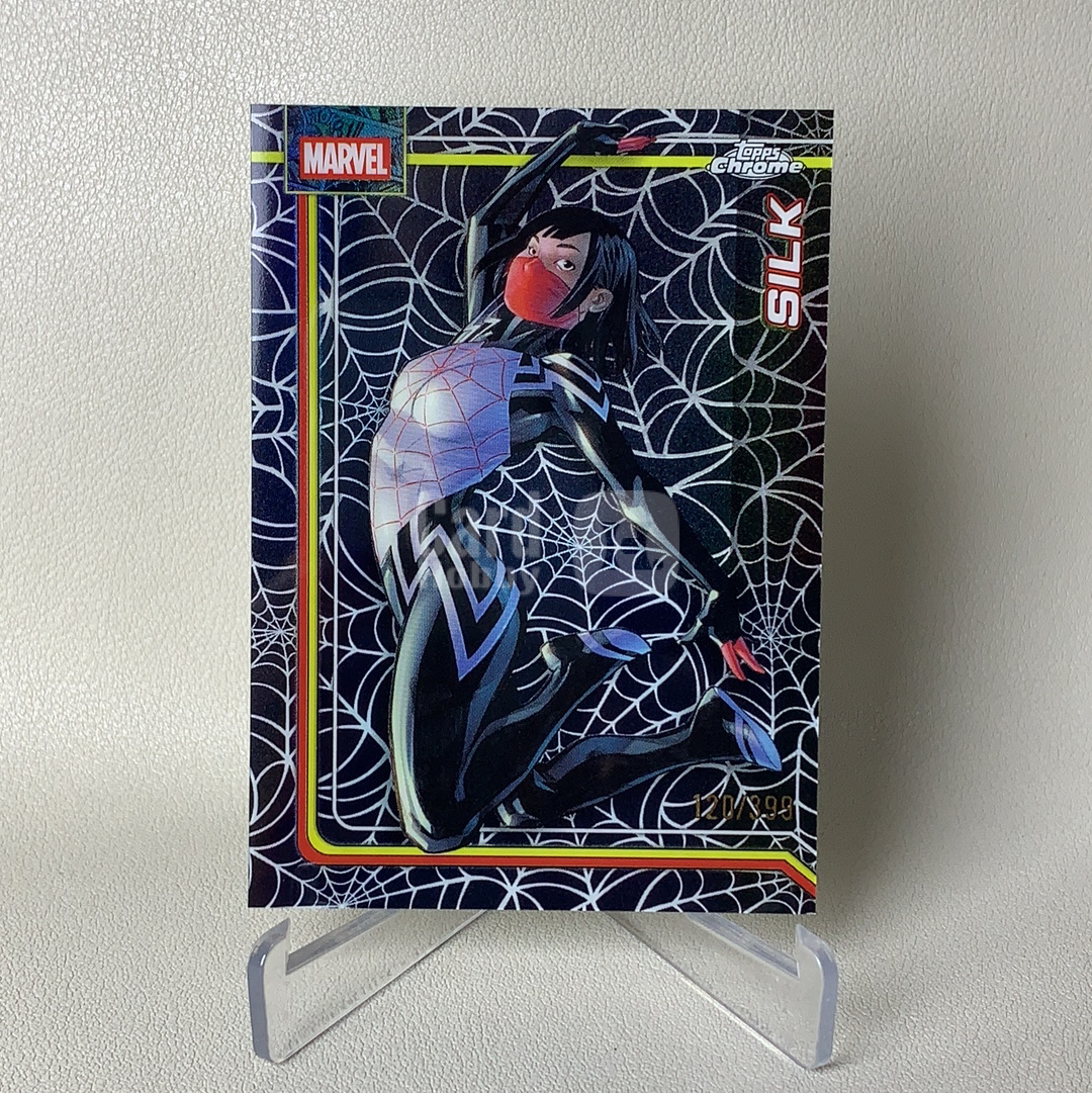 2026 Topps Marvel (MCU) Comics Chrome 漫威TC Silk 蛛丝 辛迪 沐恩 120/399编 蜘蛛网折 折射 品相如图 凑套必备 Yuc