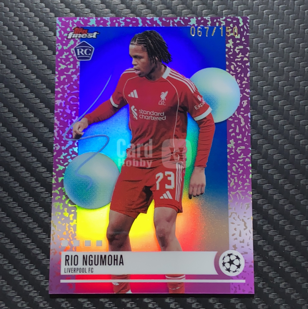 2026 Topps Finest 卡品如图(一哥) Rio Ngumoha RC 恩古莫哈 新秀 利物浦 英超 欧冠 稀有 Uncommon 蓝折 67/150编