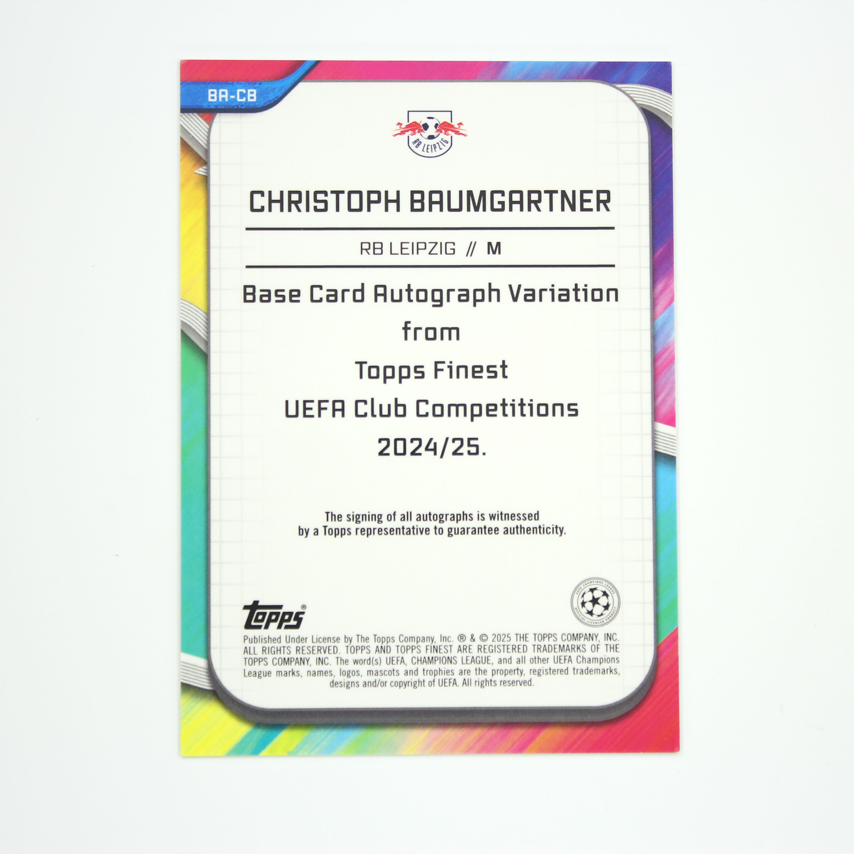 2024-25 Topps Finest Christoph Baumgartner 莱比锡新星 小巴拉克 克里斯托弗 鲍姆加特纳 17/99绿折签 未来可期【HOPE代卖(4.5%含卡淘)】