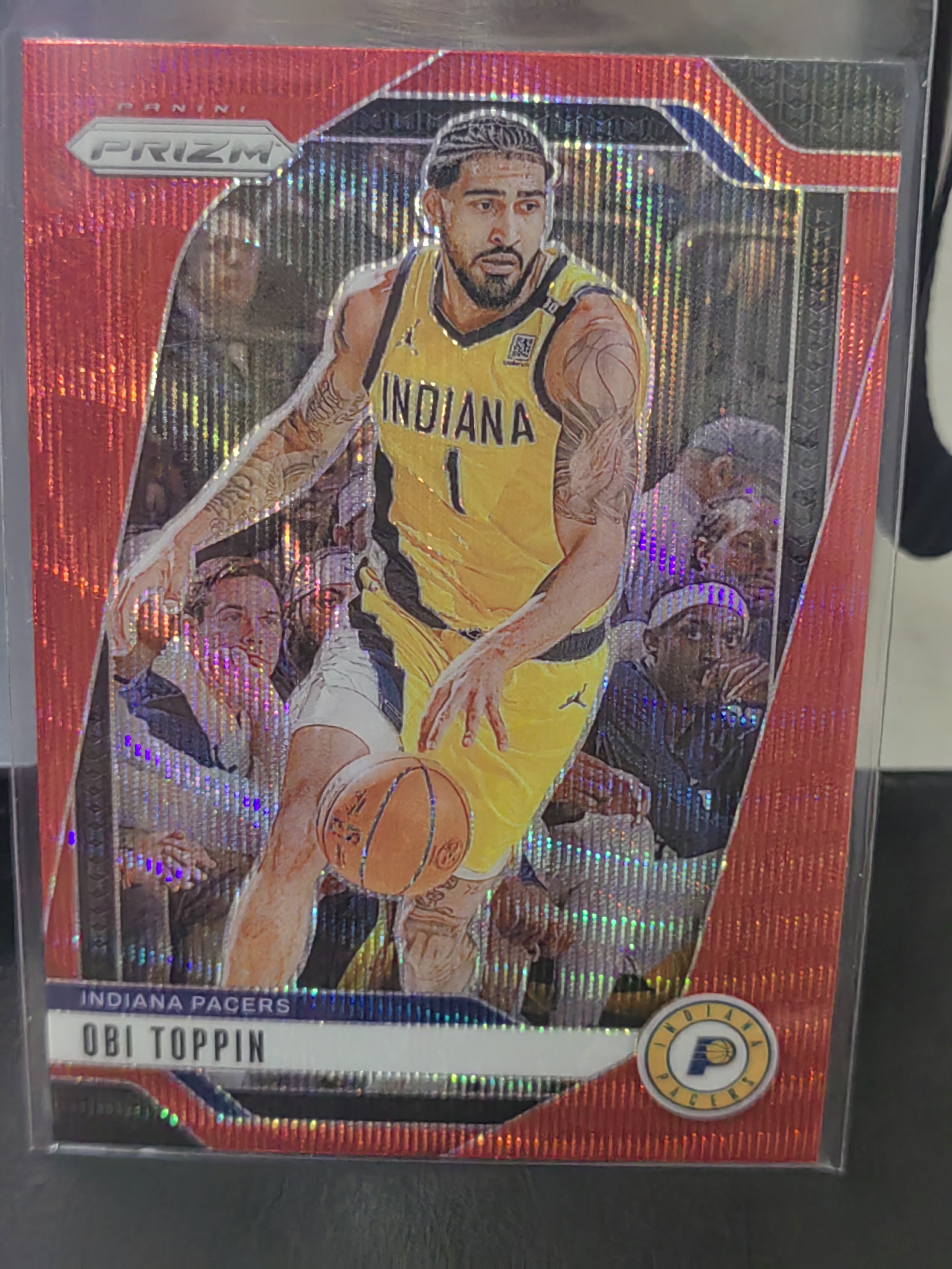 2024-25 Panini Prizm Obi Toppin PZ 红波纹折 奥比托平 步行者 篮 白边白角 不保卡品 卡品如图