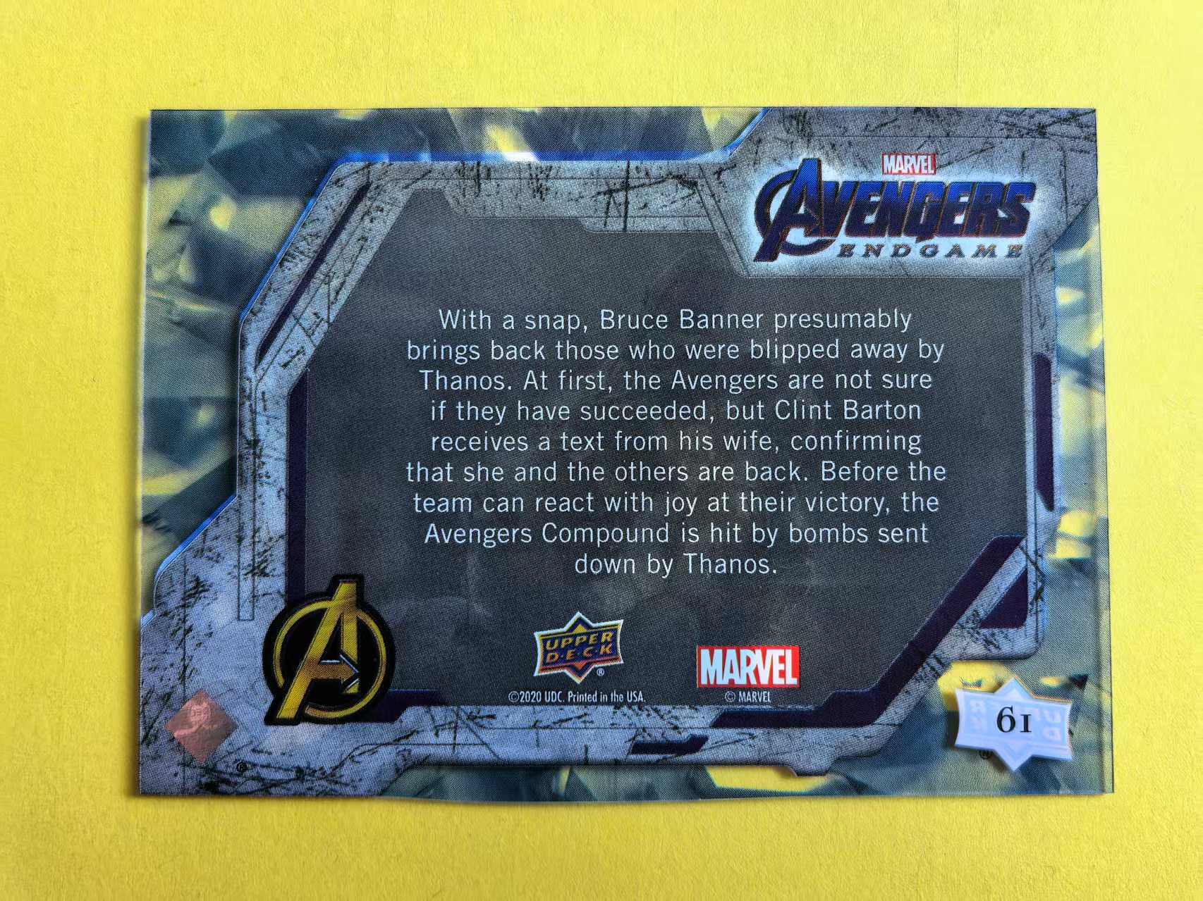 2020 Upper Deck Avengers Thanos 漫威 复仇者联盟 灭霸 响指 美国队长 绿巨人 【2025免】