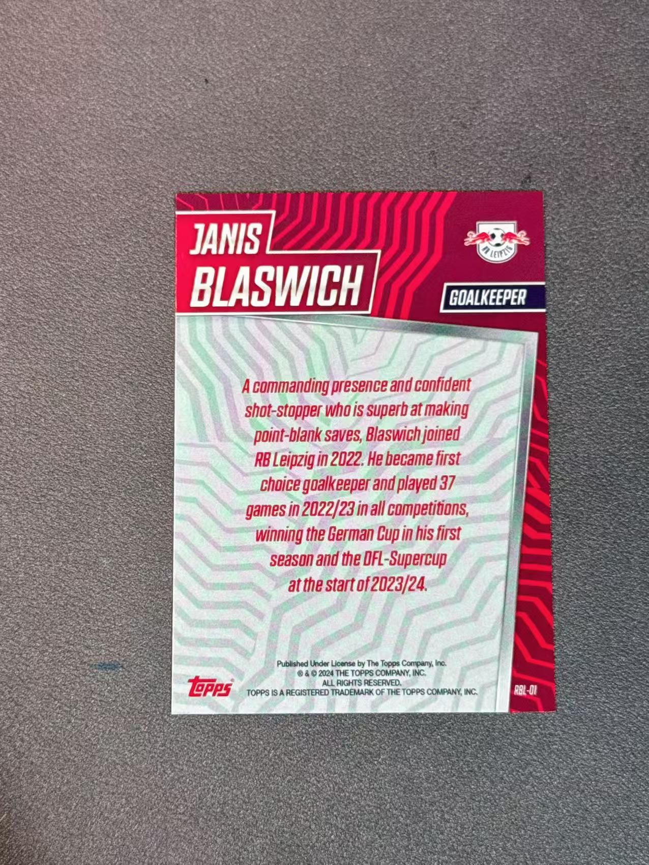 2024 Topps Topps Janis Blaswich 莱比锡红牛队盒 布拉斯维奇 莱比锡红牛 199编