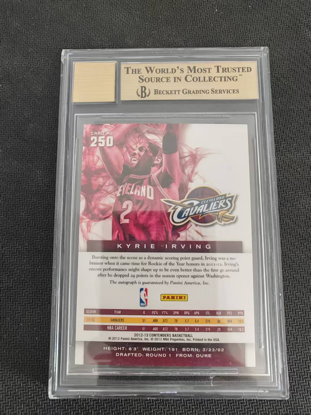 「钢炮拍卖」2012-13 Panini Kyrie Irving Contenders RC 球票 凯里 欧文 欧神仙 签字 新秀 独行侠 骑士巨星 BGS金标9.5/9 G 鹏浩