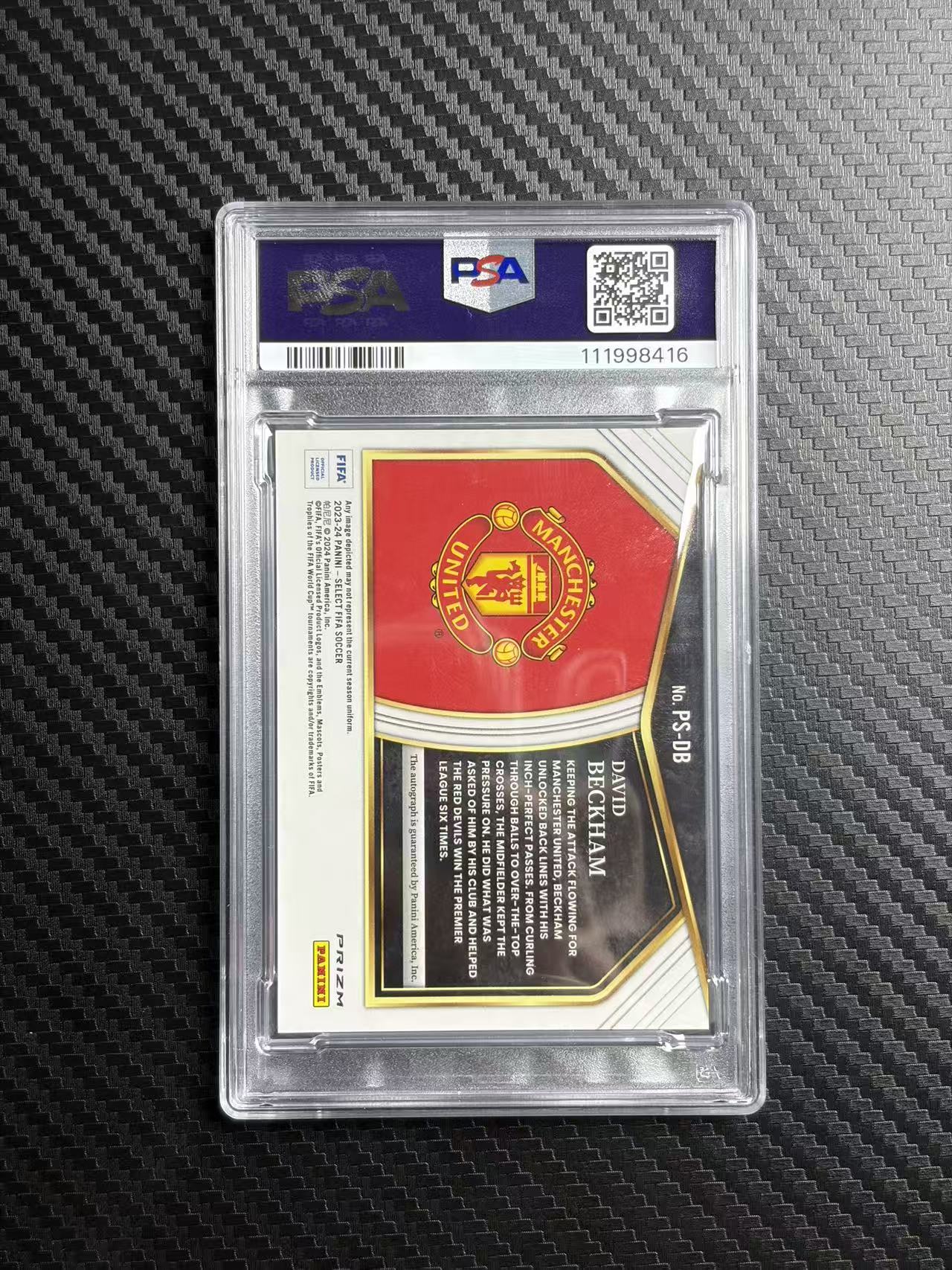 2023-24 Panini Select David Beckham 曼联 贝克汉姆 场边签 PSA 卡品8 签字 10分 英格兰 皇马 AC米兰 银折 卡品如图 拍前看描述