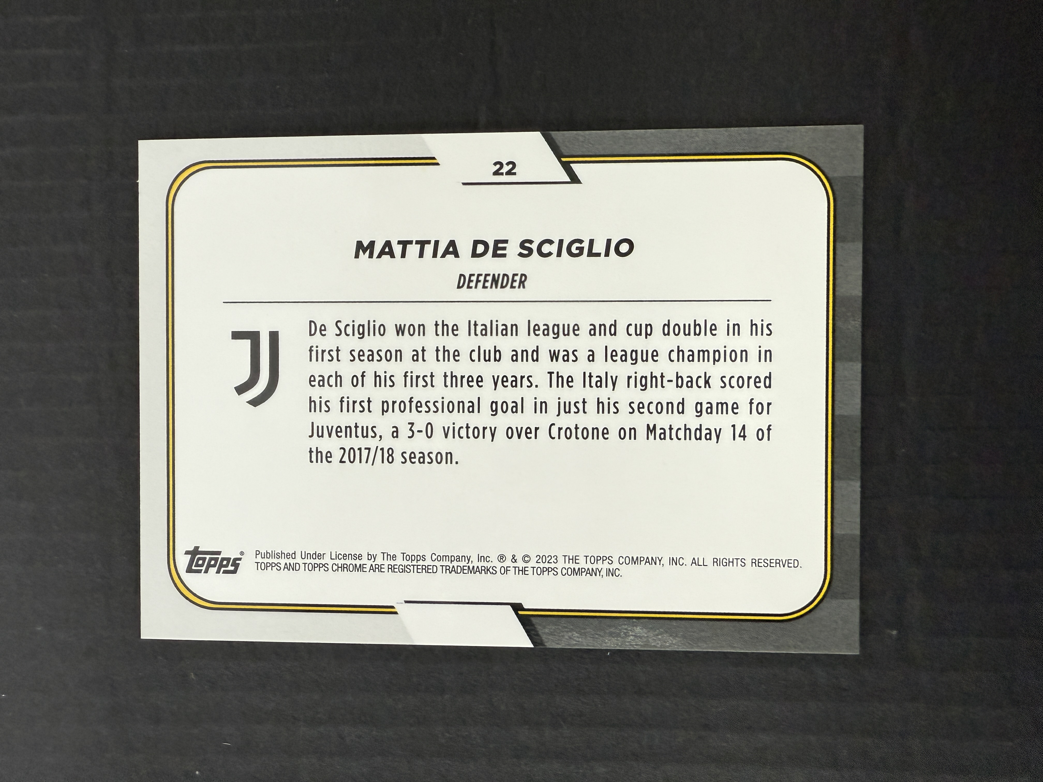 【GOAT山羊拍卖】D哥 2023-24赛季 topps chrome尤文图斯队盒系列 德·希利奥 斑马折 /75 尤文图斯 品相如图