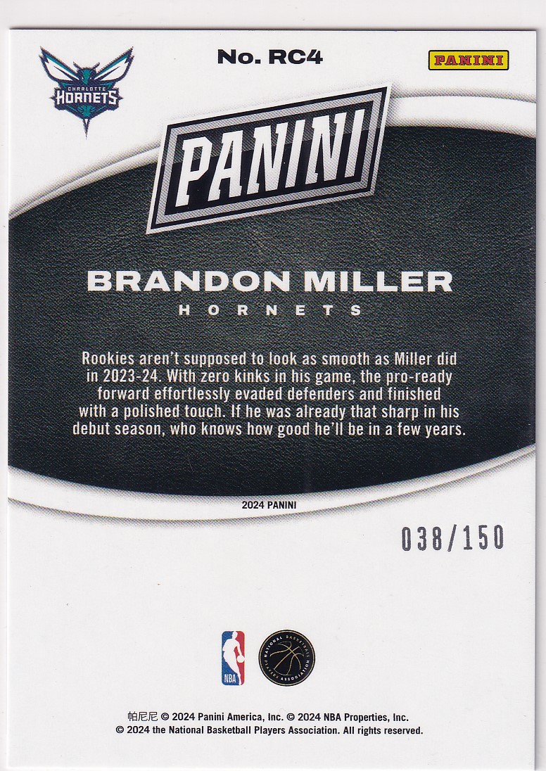 【thebighit】不累计大乔克.2023-24 Panini Black Friday 黑五 布兰登 米勒 新秀 RC 150编