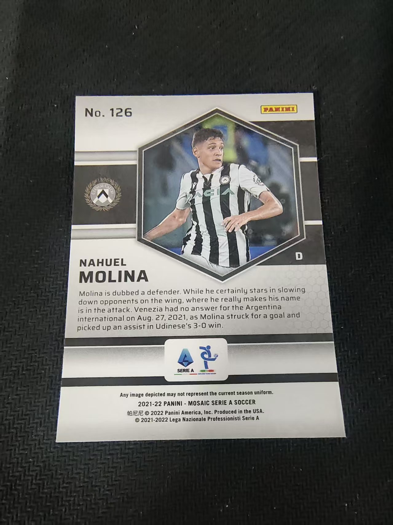 【可合并,不累计】2021-22 Panini Mosaic Nahuel Molina RC 新秀 莫利纳 阿根廷 马赛克 意甲 划痕 边角瑕疵 #126