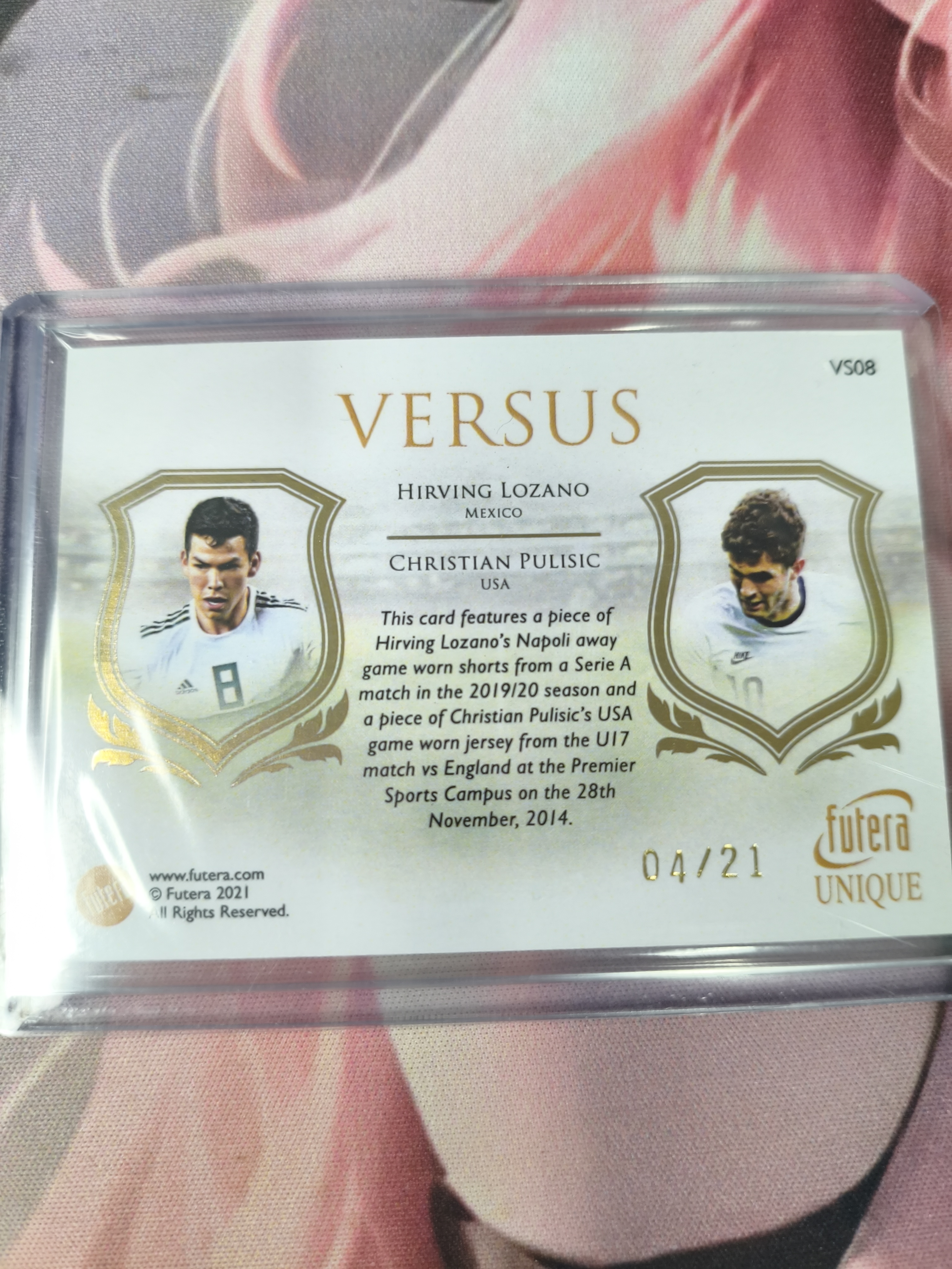 2021-22 Futera Unique Hirving Lozano / Christian Pulisic 切尔西美国AC米兰 普利希奇 普利西奇 墨西哥 贡萨洛 4/21编 球衣切割