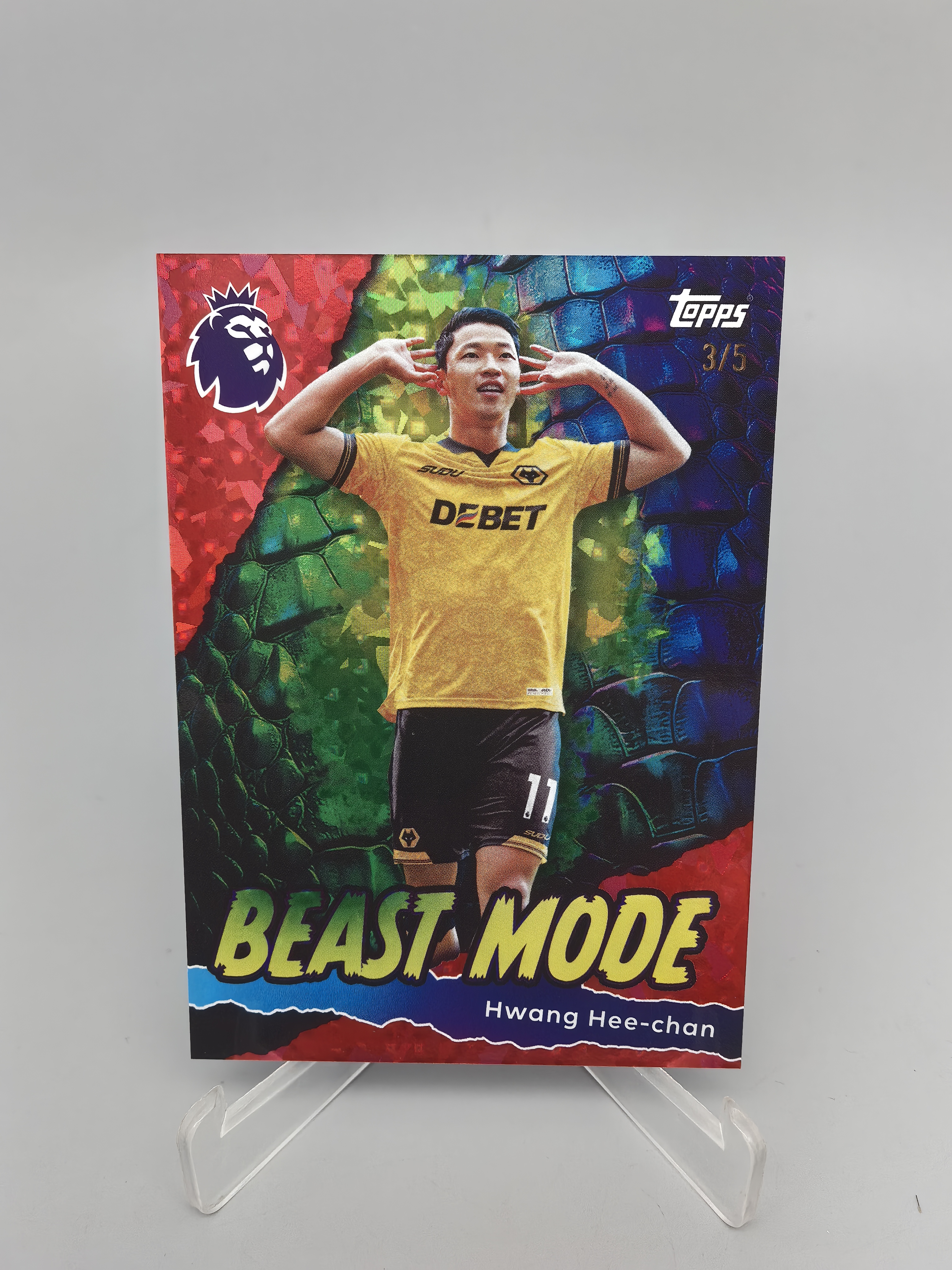 【坚果卡牌代拍】2025-26 Topps Premier League Hee Chan Hwang 黄喜灿 韩国 狼队 萨尔茨堡红牛 莱比锡红牛 5编 红折 折射 野兽模式特卡 落袋1027