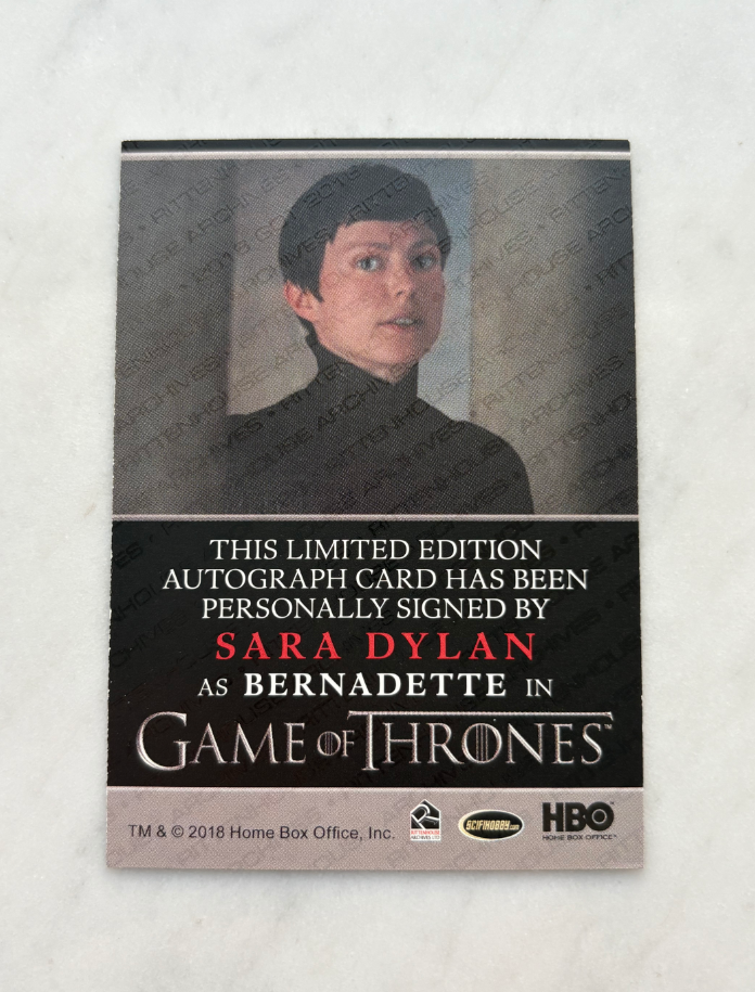 2018 Other Game of Thrones Sara Dylan HBO 权游 权利的游戏 权力的游戏 冰与火之歌 萨拉 迪伦 卡签 角色Bernadette