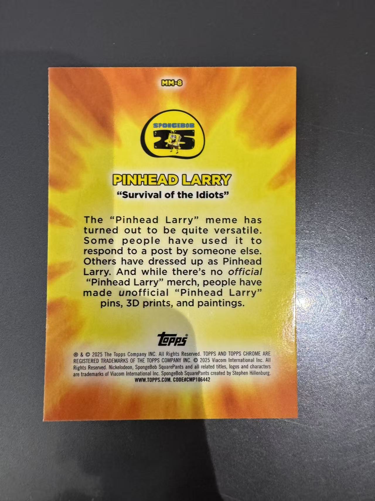 2025 Topps Chrome SpongeBob 25th 海绵宝宝 25周年 Masterful Memes 比例特卡 MM-8 选图精美 卡品如图 收藏凑套