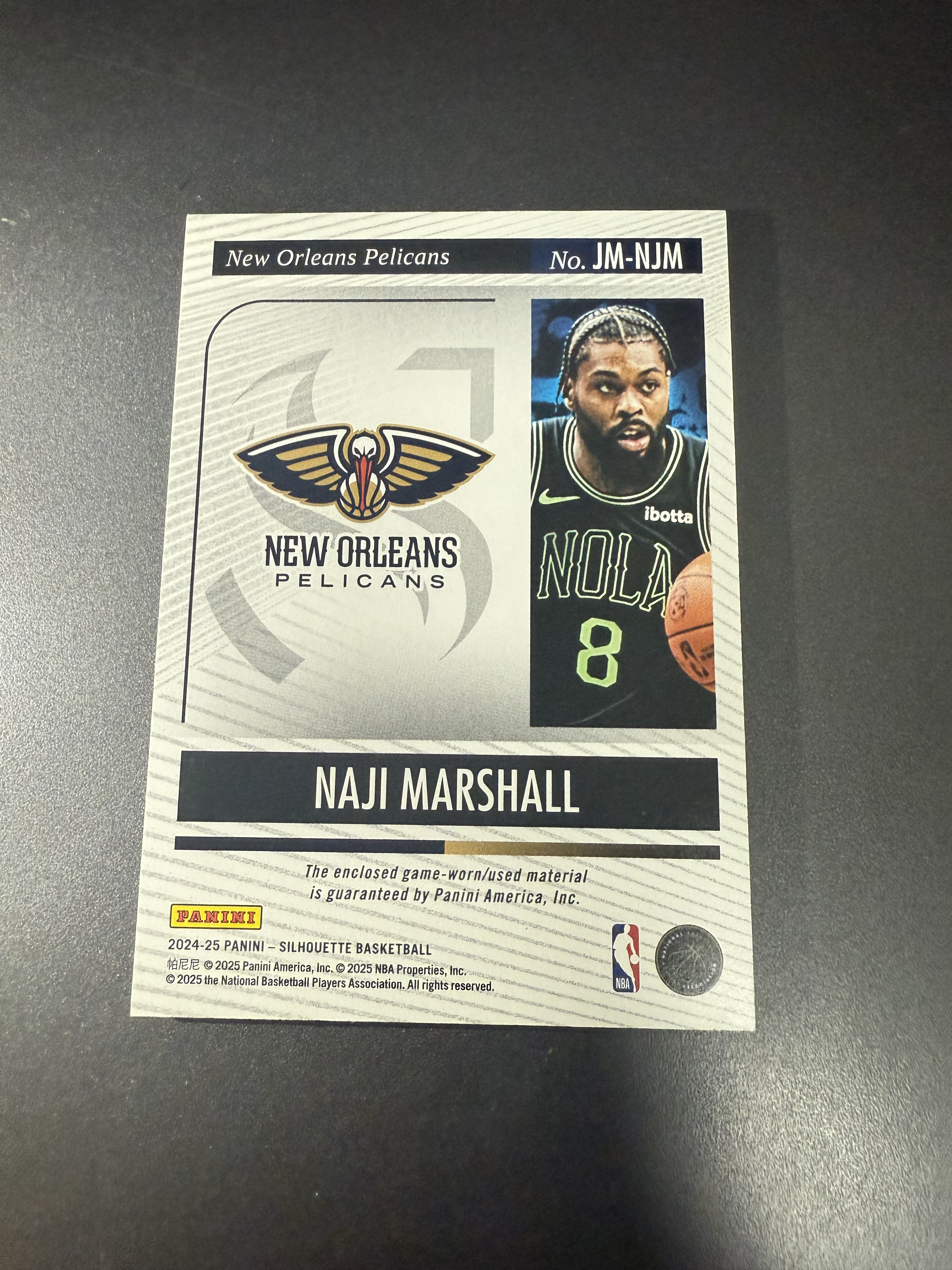 2024-25 Panini silhouette Naji Marshall 纳吉 马绍尔 剪影 球衣 大窗 GU 亲穿球衣 件