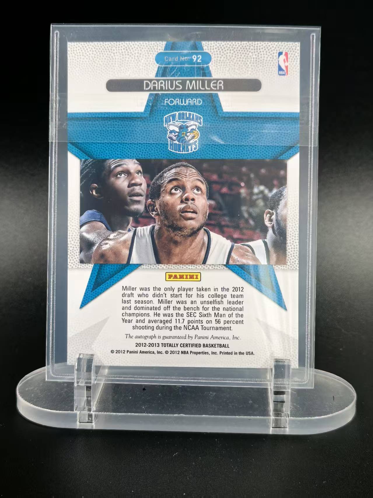 2012 Panini Totally Certified Darius Miller RC #92 达柳斯迈尔斯 卫生巾 新秀年 卡签