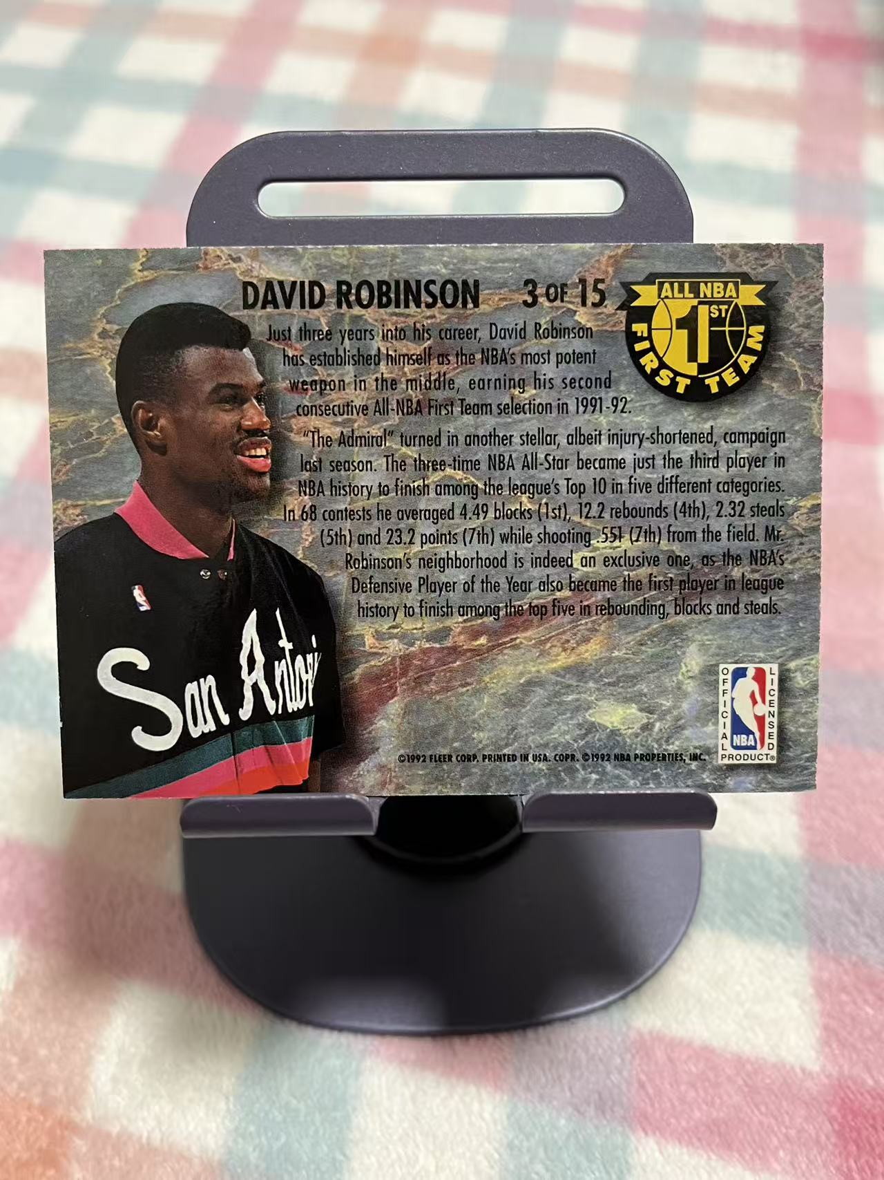 1992 Fleer Ultra David Robinson 大卫罗宾逊 海军上将 赛季最佳一阵【金色大理石 老卡 老特】马刺 #783