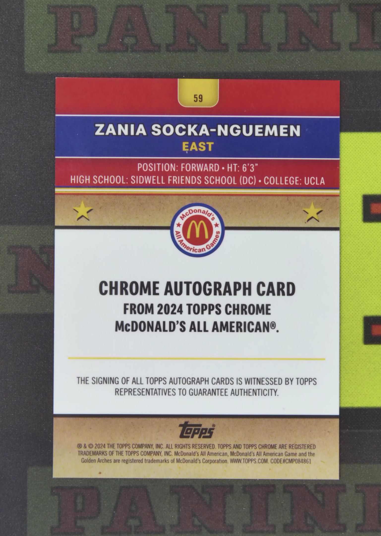 2024 Topps McDonald's Zania Socka-Nguemen Nirvana Project 赞妮娅 恩盖曼 女篮 高中 21/25 签字 黄瓜折 麦当劳 卡品如图 zz001