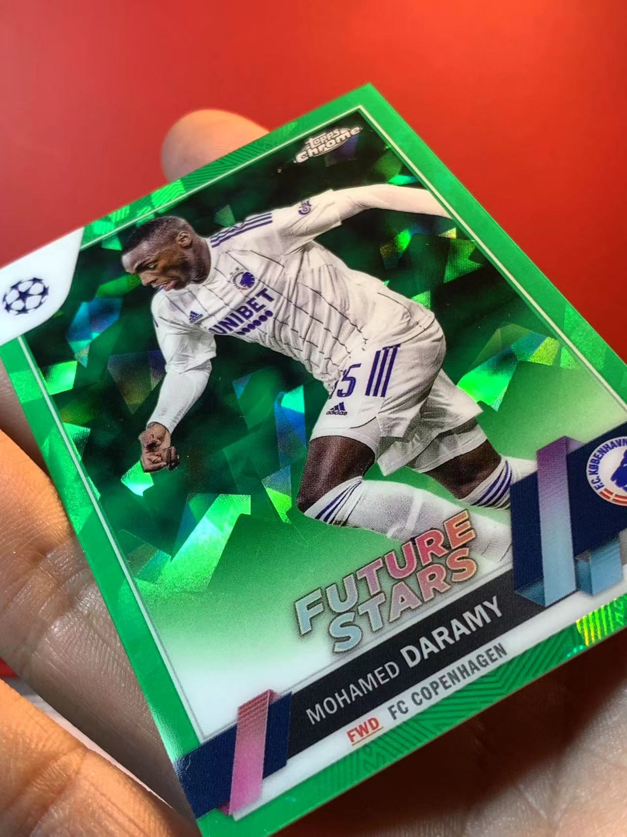 (詹叔代拍)2022-23 Topps Chrome Mohammed Daramy 欧冠蓝宝石 穆罕默德 达拉米 58/70编 绿碎冰折 流浪者 顺丰寄付 泰山