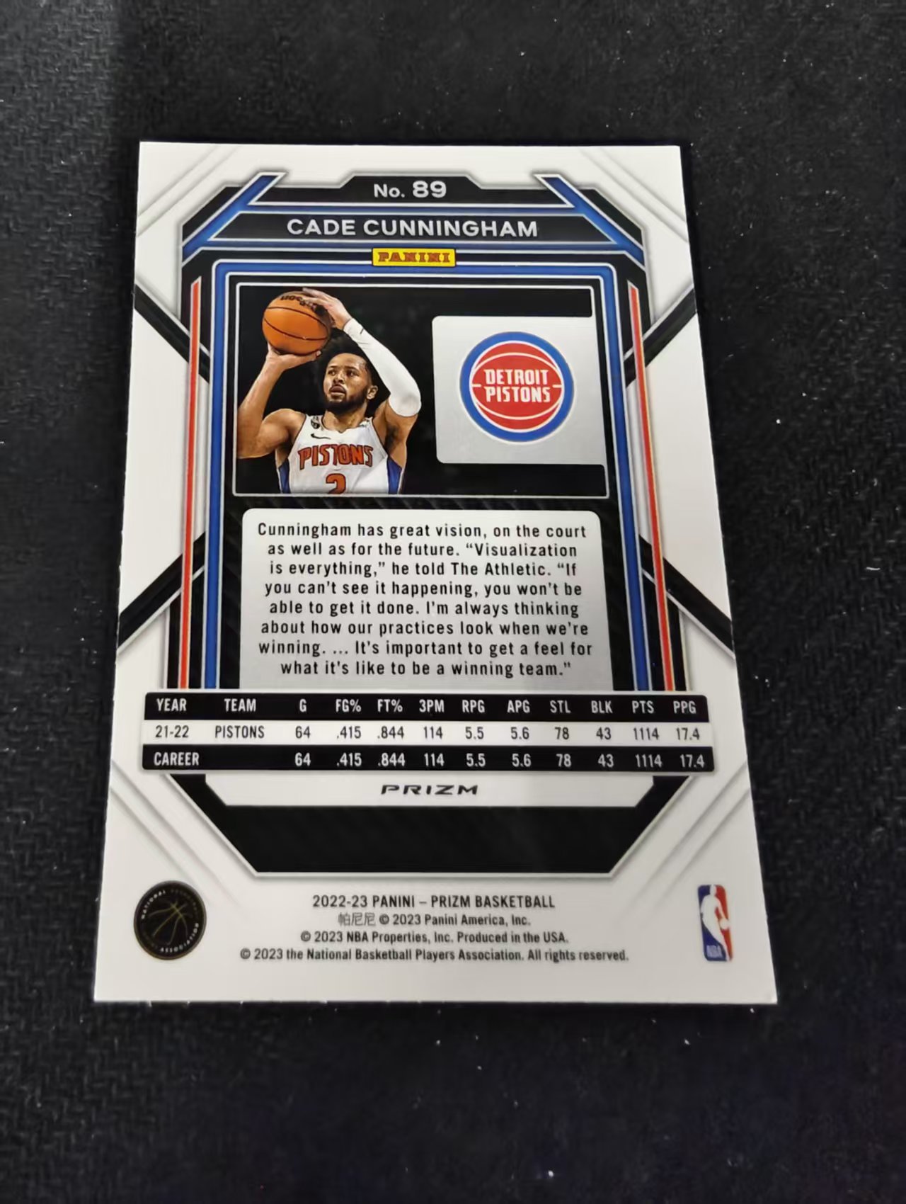 2022-23 Panini Prizm cade cunningham 活塞 凯德 坎宁安 康宁汉姆 PZ 银折 PZ 划痕 边角瑕疵 #89