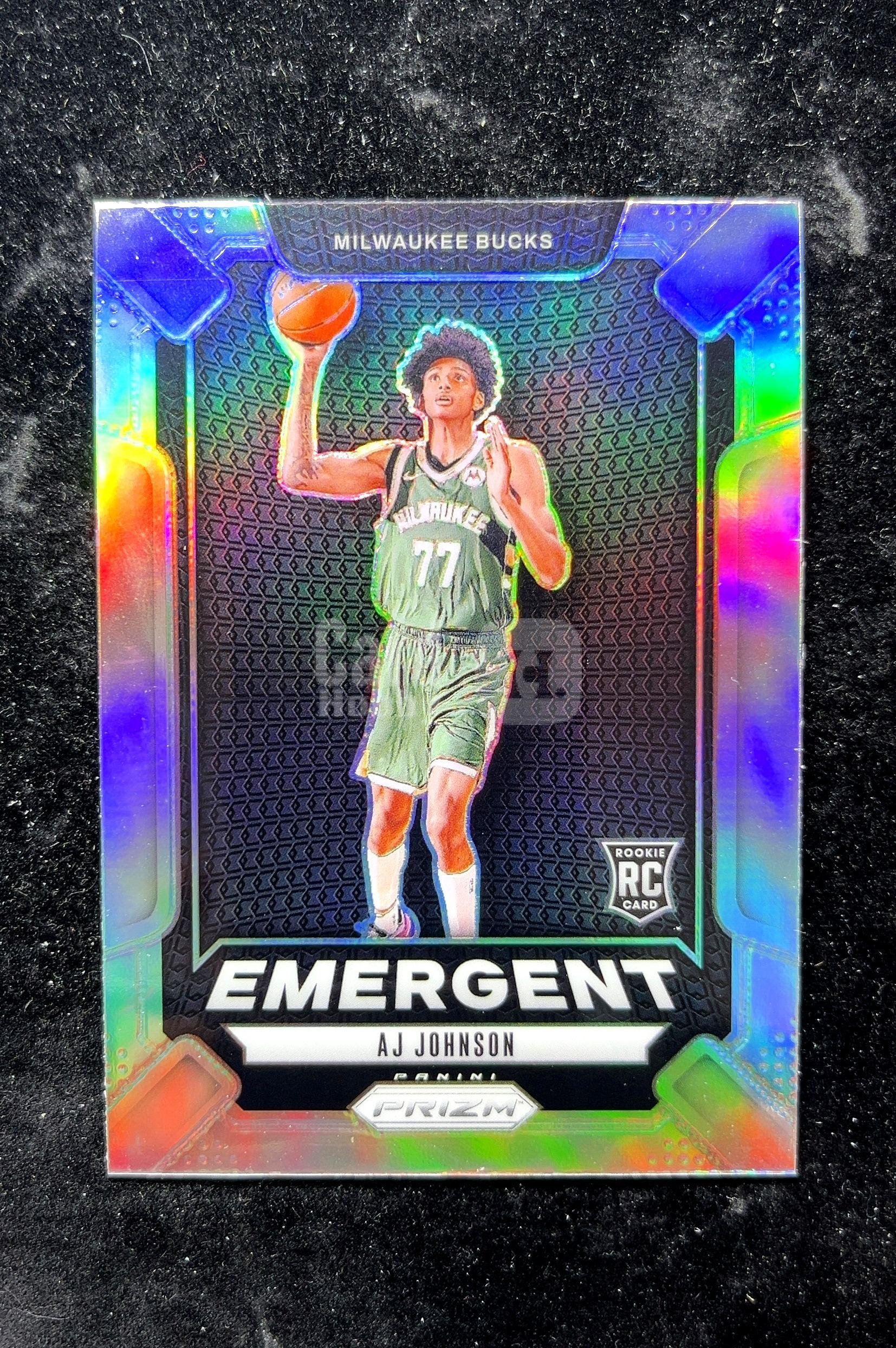 【小白1%代卖】2024 Panini Prizm Emergent 新兴 AJ Johnson 约翰逊 银折 折射 新秀 RC 卡品如图 高价值 #15 Milwaukee Bucks 0702