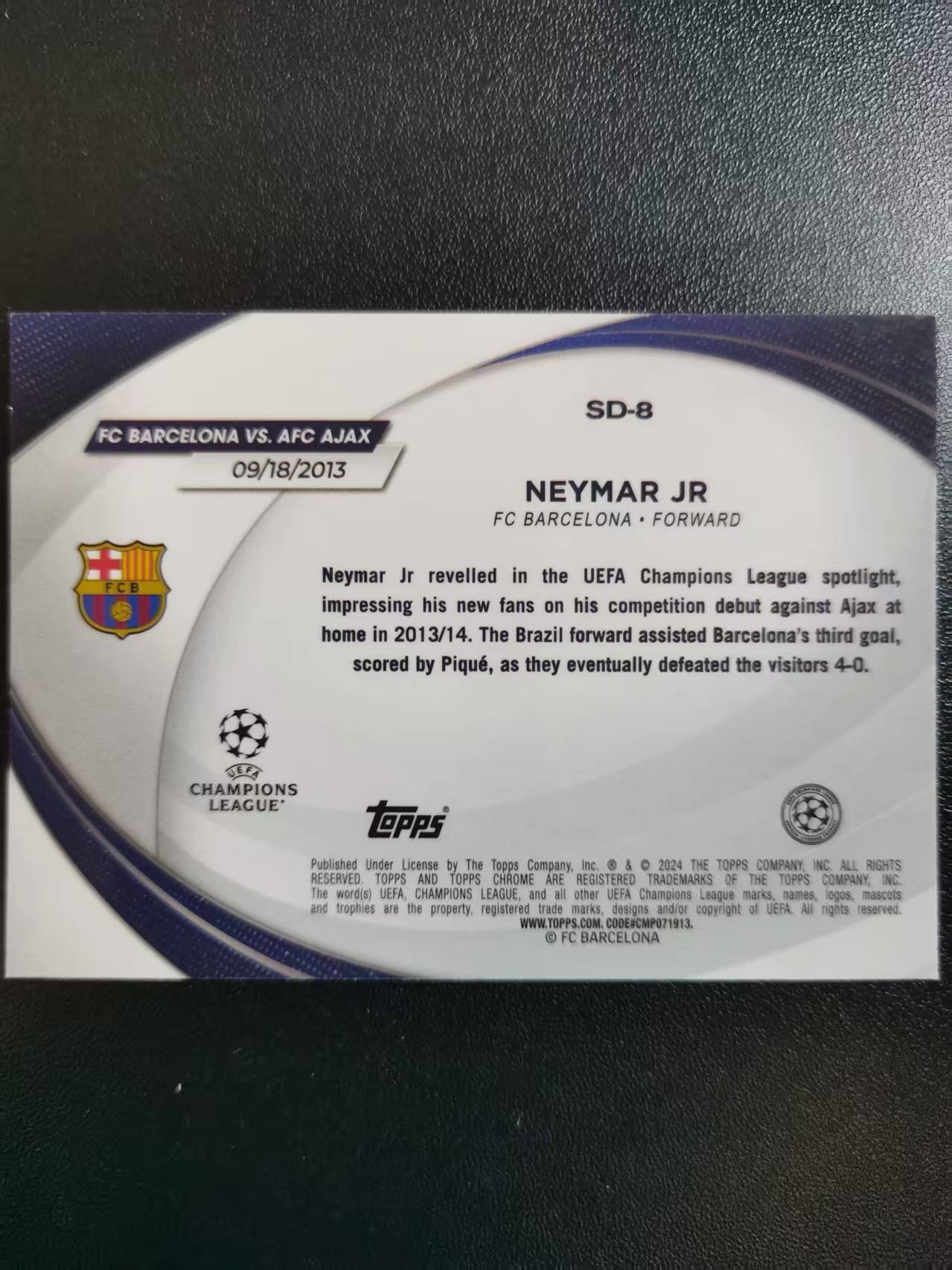 2024 Topps Chrome Neymar Jr 内马尔 巴塞罗那 欧冠TC 星球首秀 碎钻折 收藏凑套 卡品如图 免费代拍WLB