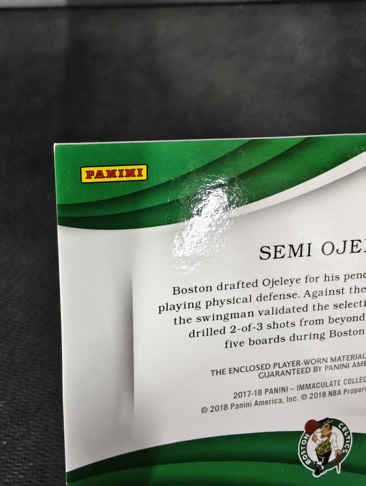 【汽水拍卖】2017-18 panini Immaculate semi ojeleye 爱咪咪 凯尔特人 奥杰莱 球衣 物料 大窗 签字 卡签 25编 瑕疵如图