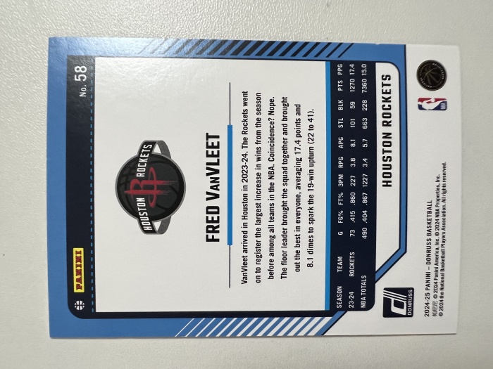 2024-25 Panini Donruss Fred VanVleet 62/99编 范弗利特 范乔丹 杜蕾斯 迷宫折 HH02 收藏凑套 卡品如图