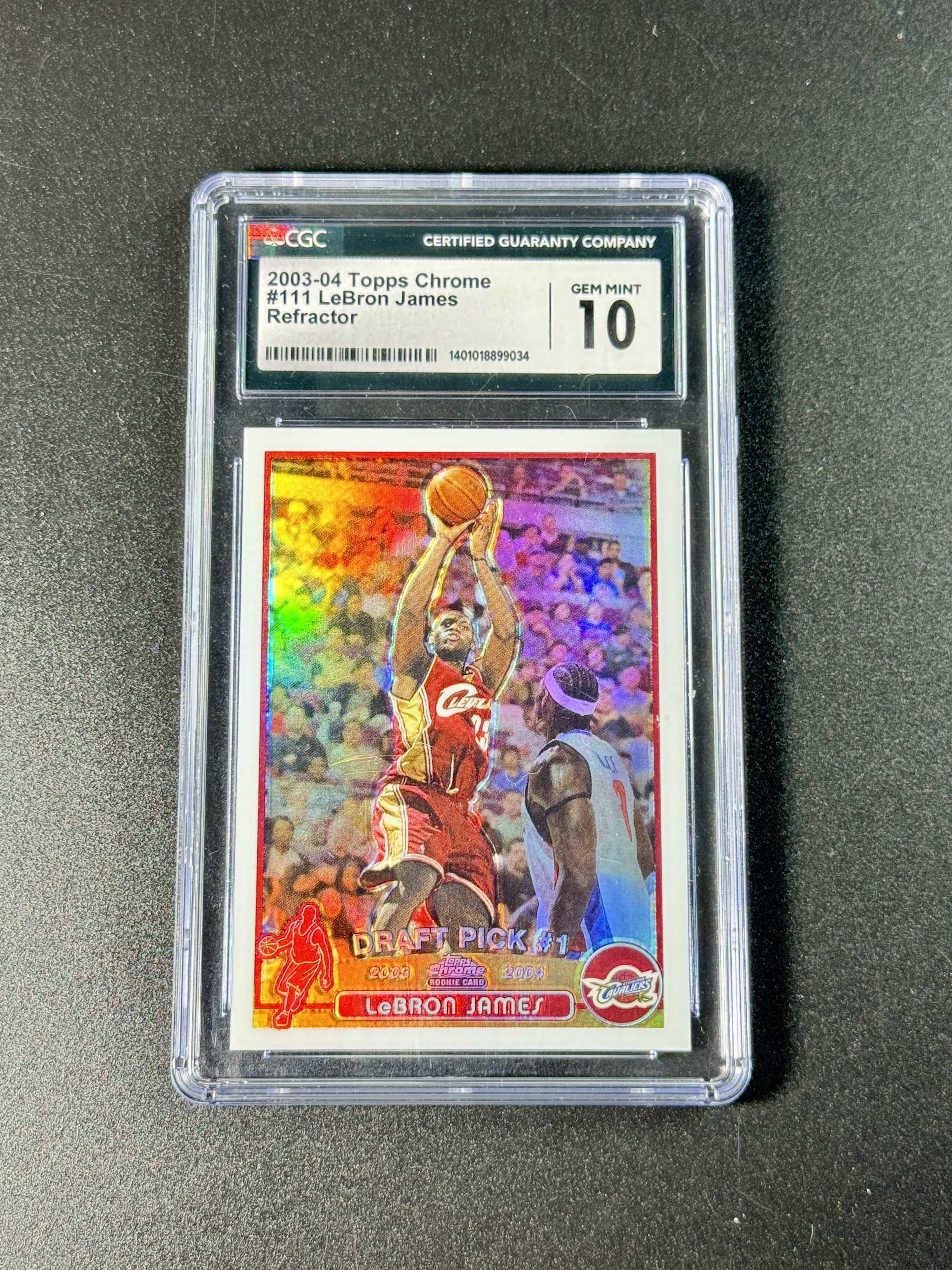 【喷子拍卖】2003-04 topps chrome LeBron James 克里夫兰骑士 勒布朗 詹姆斯 新秀 RC refractor 折射 最正一版新秀卡 大hit卡 折射鼻祖 CGC10分 专收必备 送订制壳 AZZ