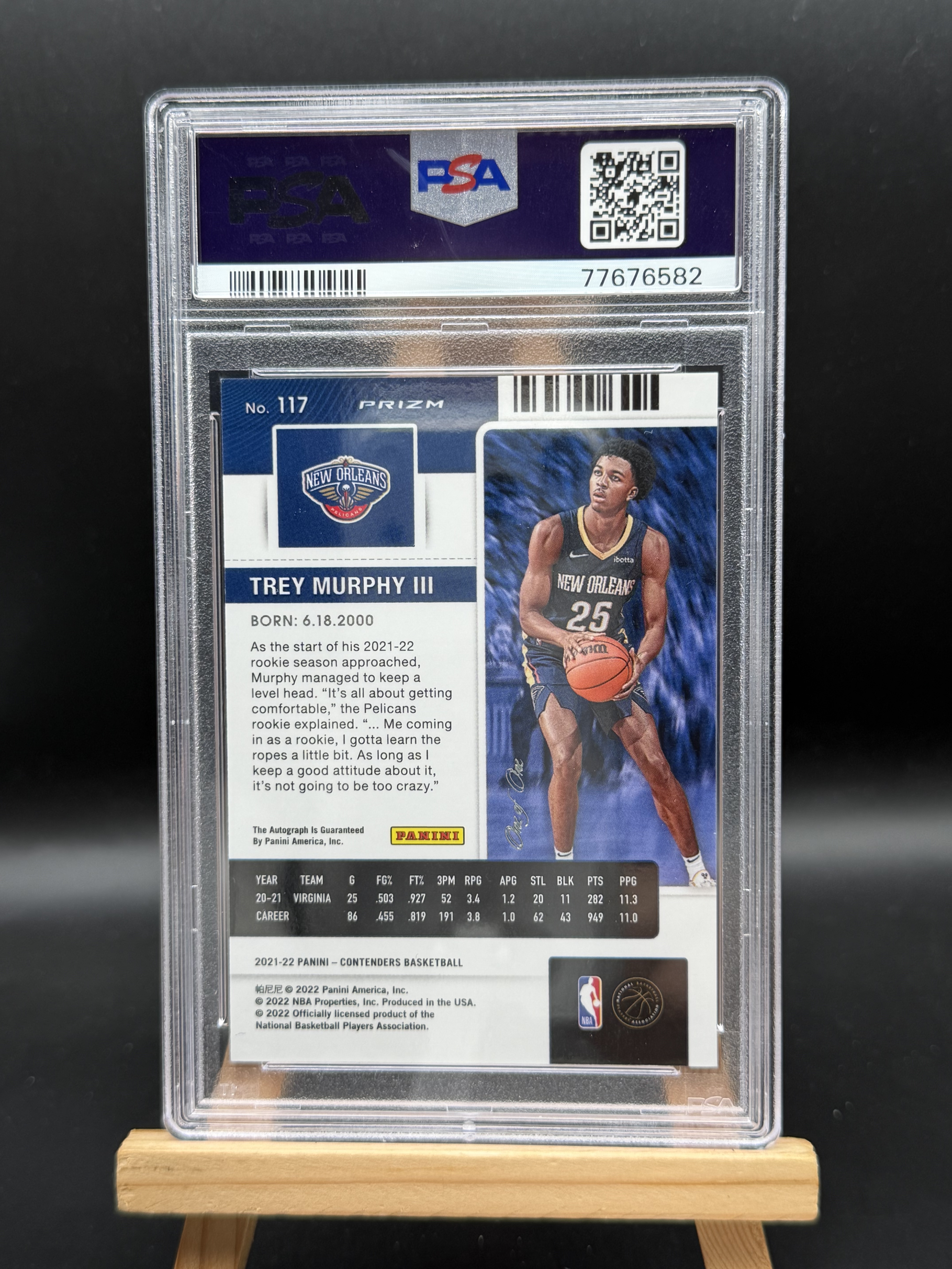 2021 Panini Contenders Trey Murphy III RC 特雷 墨菲 鹈鹕 球票 金shimmer折 金雨点折 爆金 1/1编 1of1 新秀 卡签 PSA9/10分 #杰少