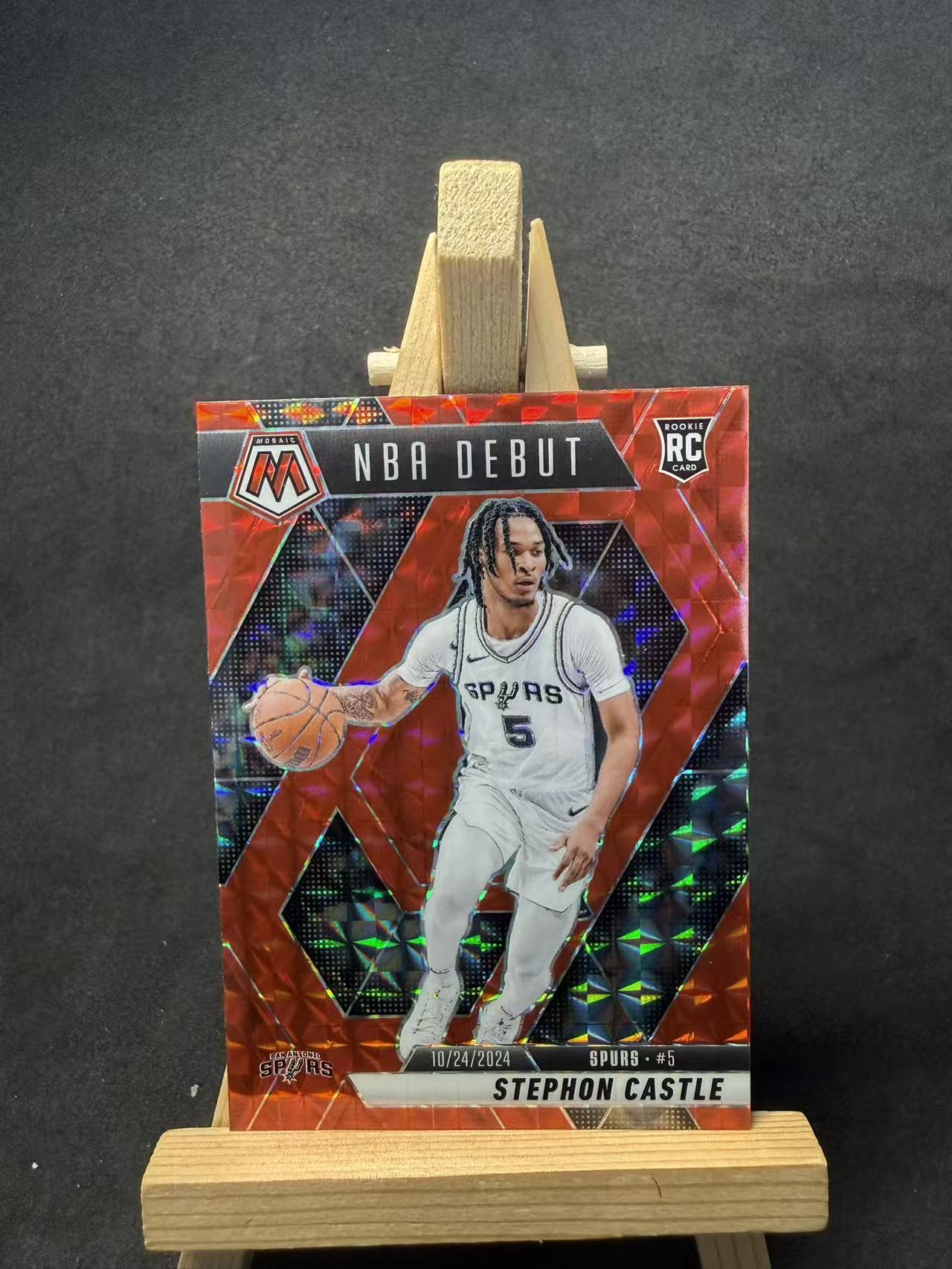 2024-25 Panini Mosaic Stephon Castle 马赛克 马刺 斯蒂芬 卡斯尔 新秀 rc 折射 红马赛克折 默认瑕疵 介意勿拍 添
