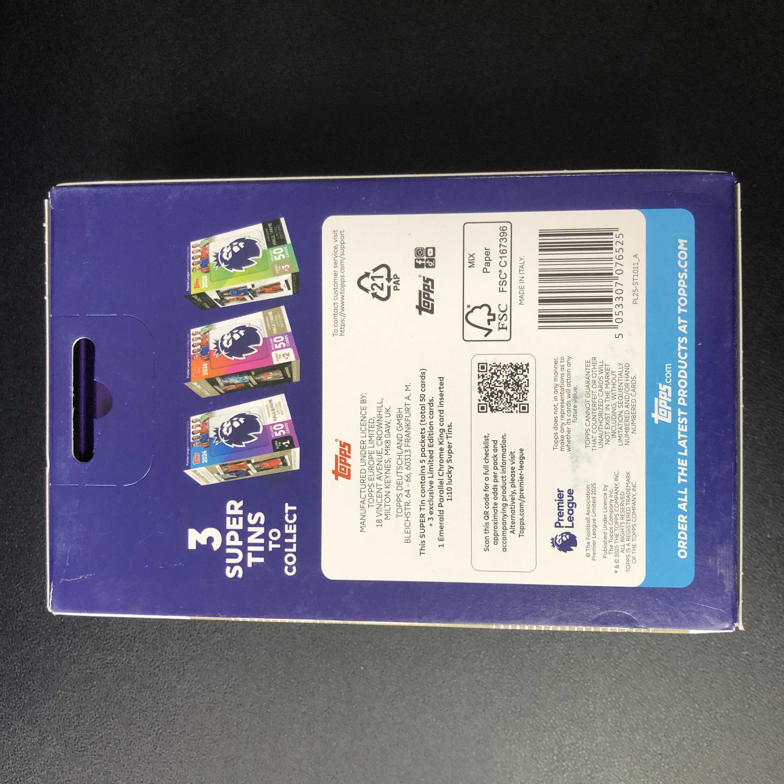 【拔脚代卖】2026 Topps 铁盒 英超 超级大铁盒 原盒 原封盒 每盒保3张名人堂限定 博恩古莫哈 哈兰德帕尔默萨卡伊布恩佐等众多好人 ...