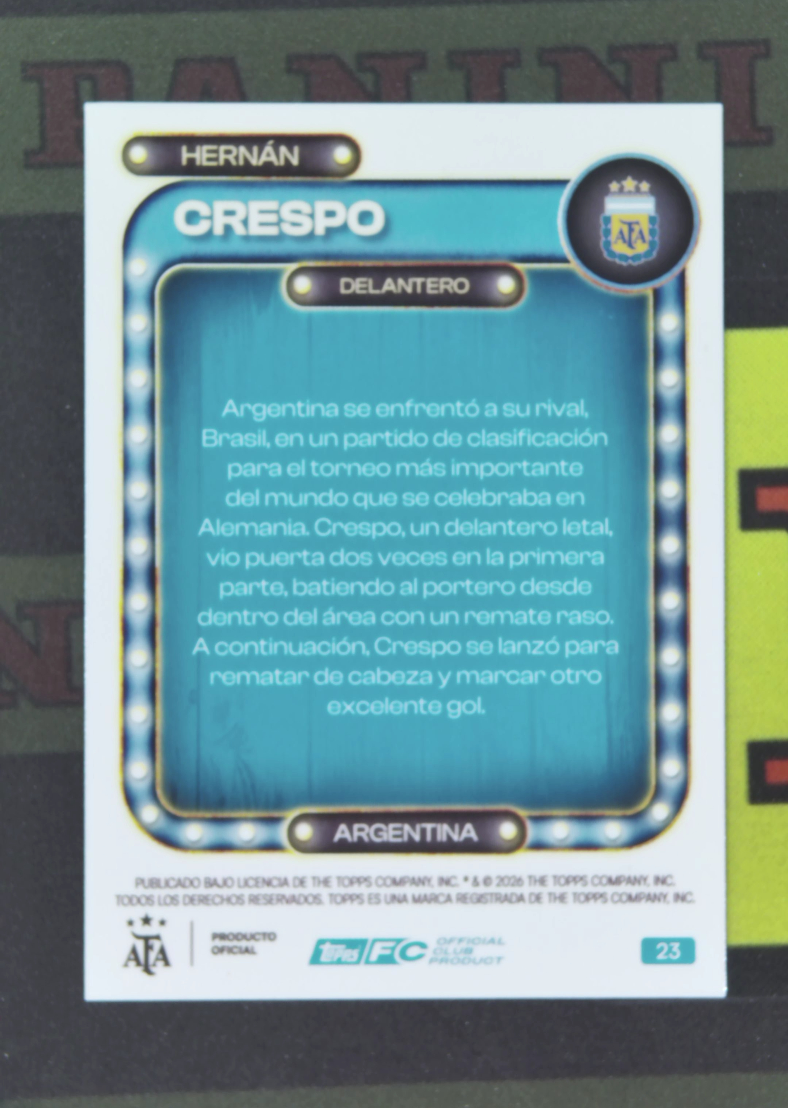 2025-26 Topps Collector Tin Hernan Crespo Nirvana Project 埃尔南 克雷斯波 阿根廷 名宿 65/99 绿折 折射 队盒 卡品如图 hou01