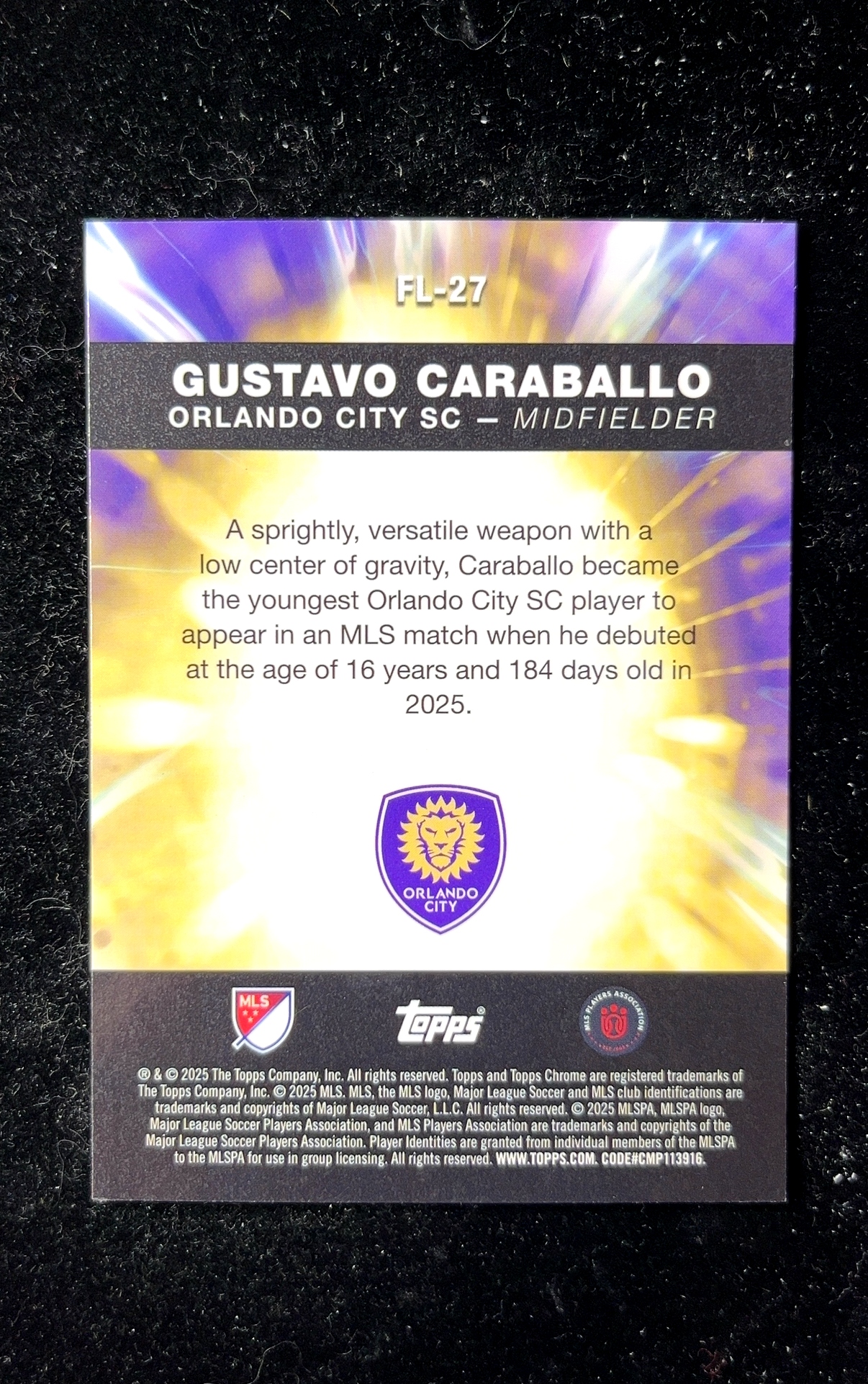 【小白1%代卖】2025 Topps Chrome Fast Lane 快车道特卡 GUSTAVO CARABALLO 古斯塔沃·卡巴拉洛 银折 折射 极具价值 收藏必备 ORLANDO 0607