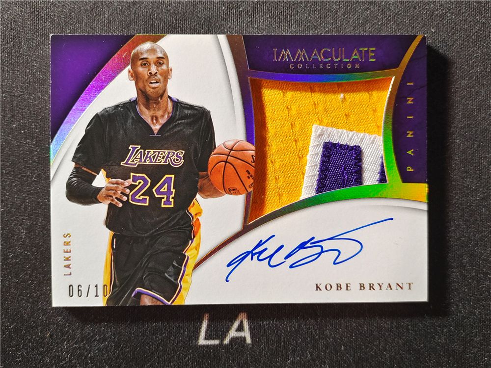 【LA拍賣精品】2014-15 Panini Immaculate Kobe Bryant IMM 湖人 黑曼巴 科比 布萊恩特 大窗PP 三色Patch GW球衣切割 簽字卡簽 金閃 限量10編 箱貨Hit 絕筆 微瑕如圖！WAH002