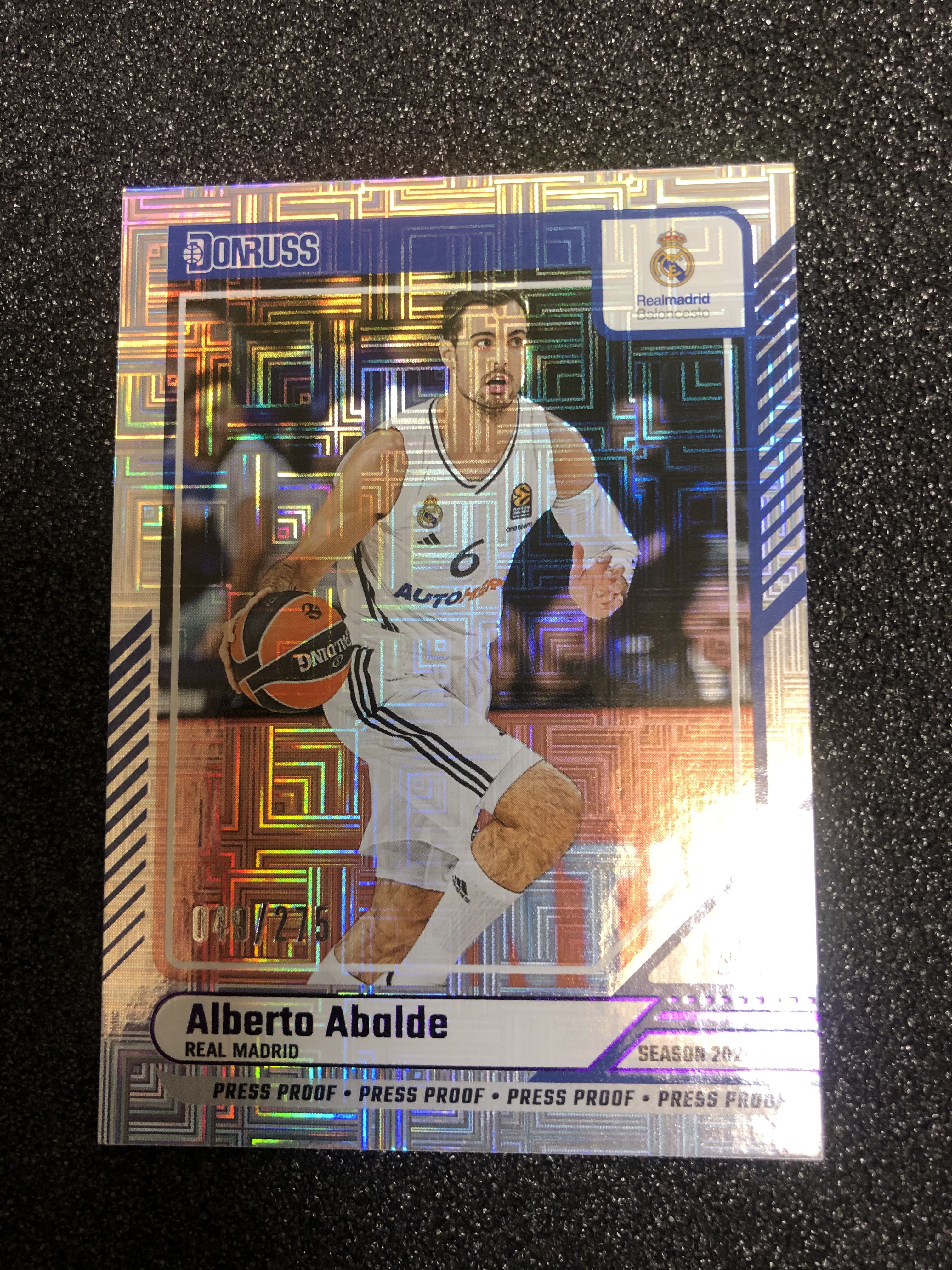2024-25 Panini Donruss alberto abalde 欧洲篮球联赛 阿尔贝托 阿巴尔德 皇马 275编 mojo折 049/275 卡品如图 凑套收藏必备