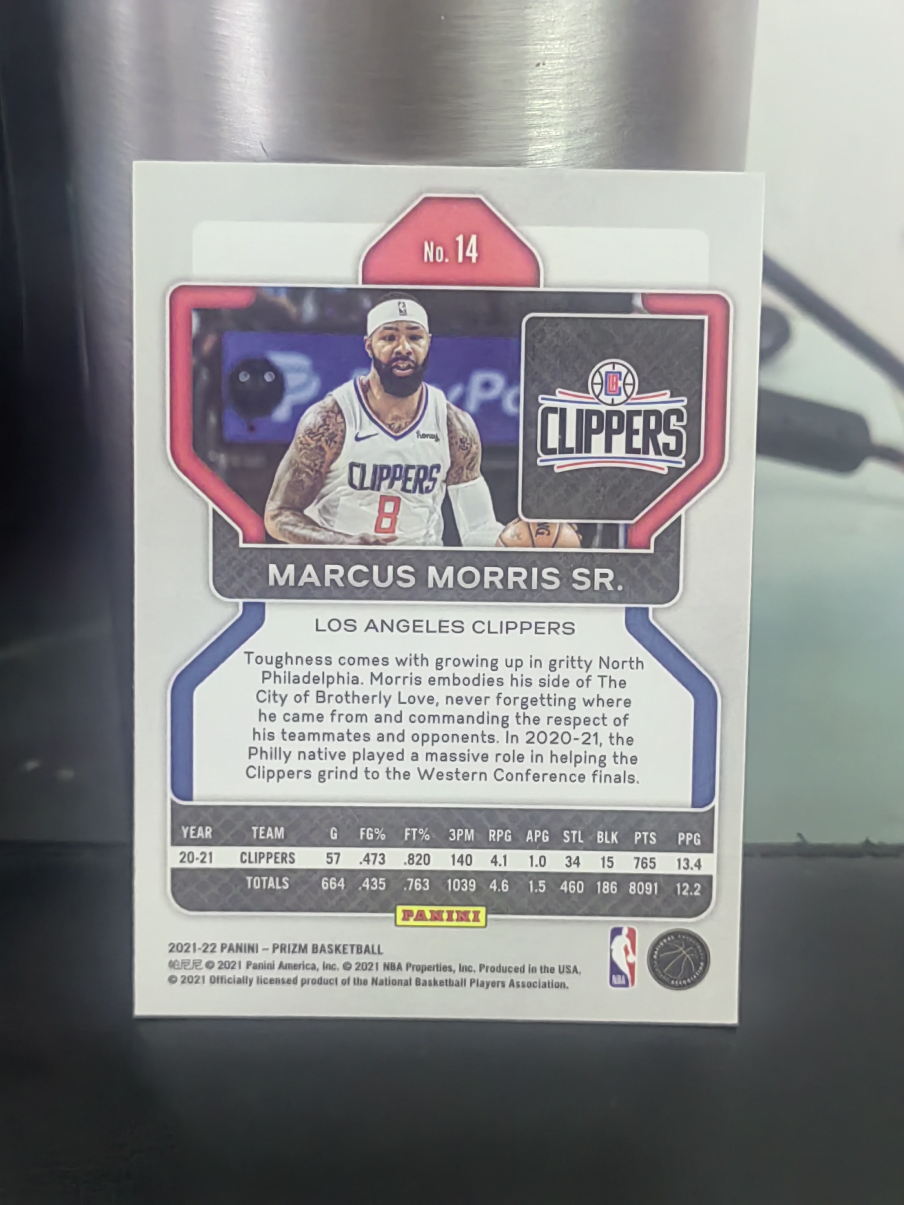 2021-22 Panini Prizm Marcus Morris Sr. PZ 马库斯 莫里斯 快船 第二张 篮 白边白角 卡品如图 不保卡品