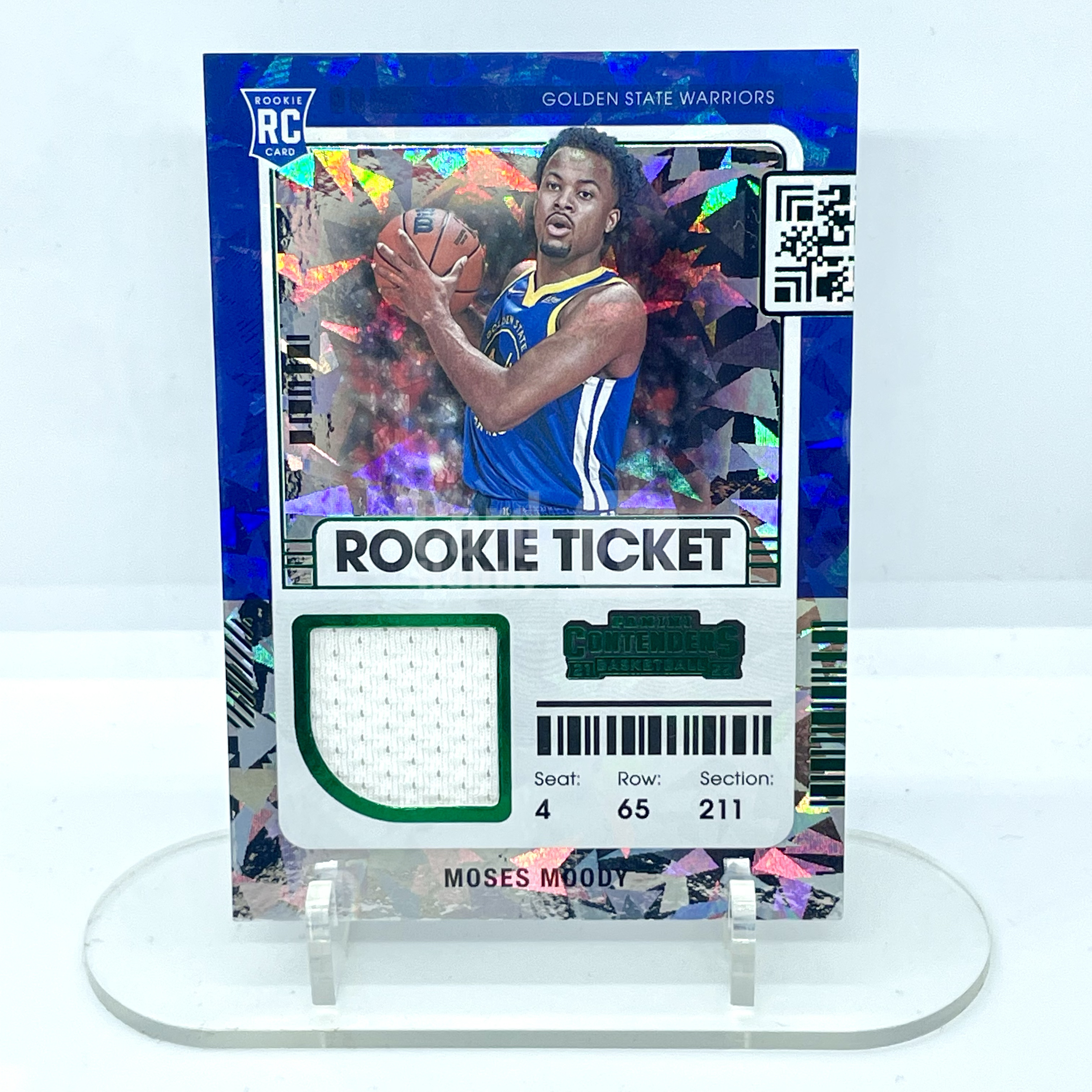 2122 Contenders NBA Warriors Moses Moody RC Jersey Ice 碎冰折 球衣物料 穆迪 新秀 勇士 球票 不保卡品【芥末】