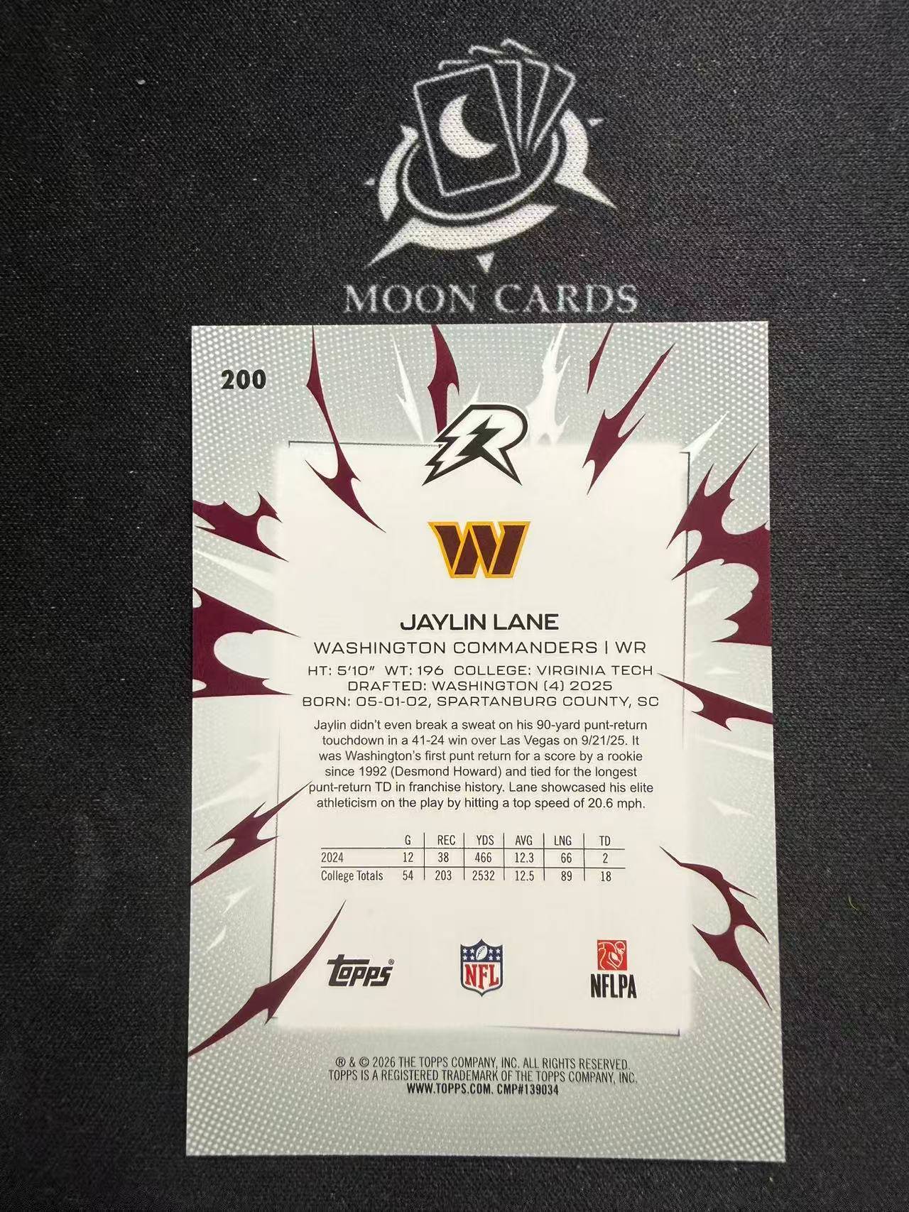 【梦卡拍卖】2026 Topps Resurgence 复兴 橄榄球 NFL Jaylin Lane 杰林・莱恩 新秀 425编 折射 细节如图 #Ci# 强宇宙