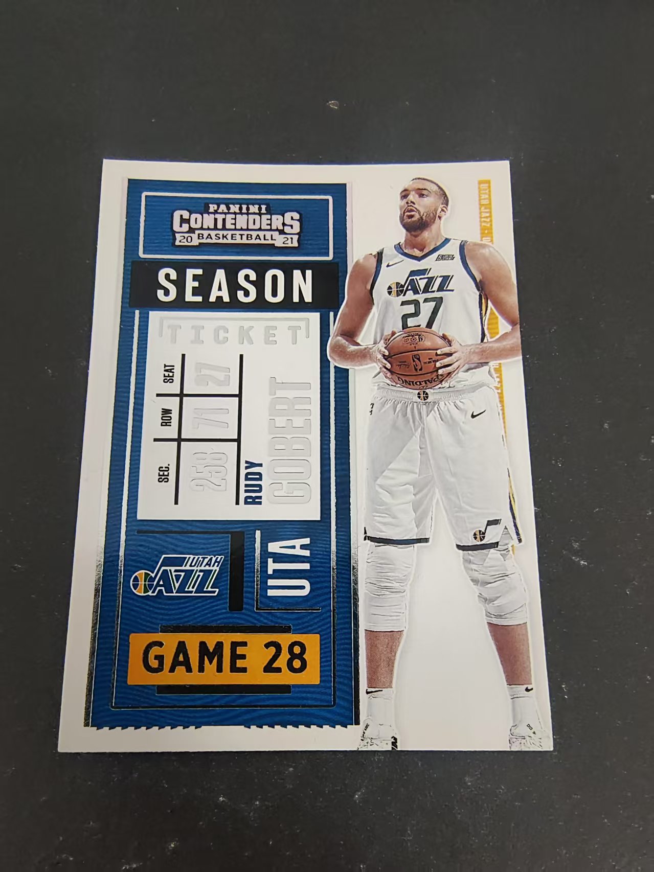 【可合并,不累计】2020-21 Panini Contenders Rudy Gobert 戈贝尔 爵士 球票 边角瑕疵 #61