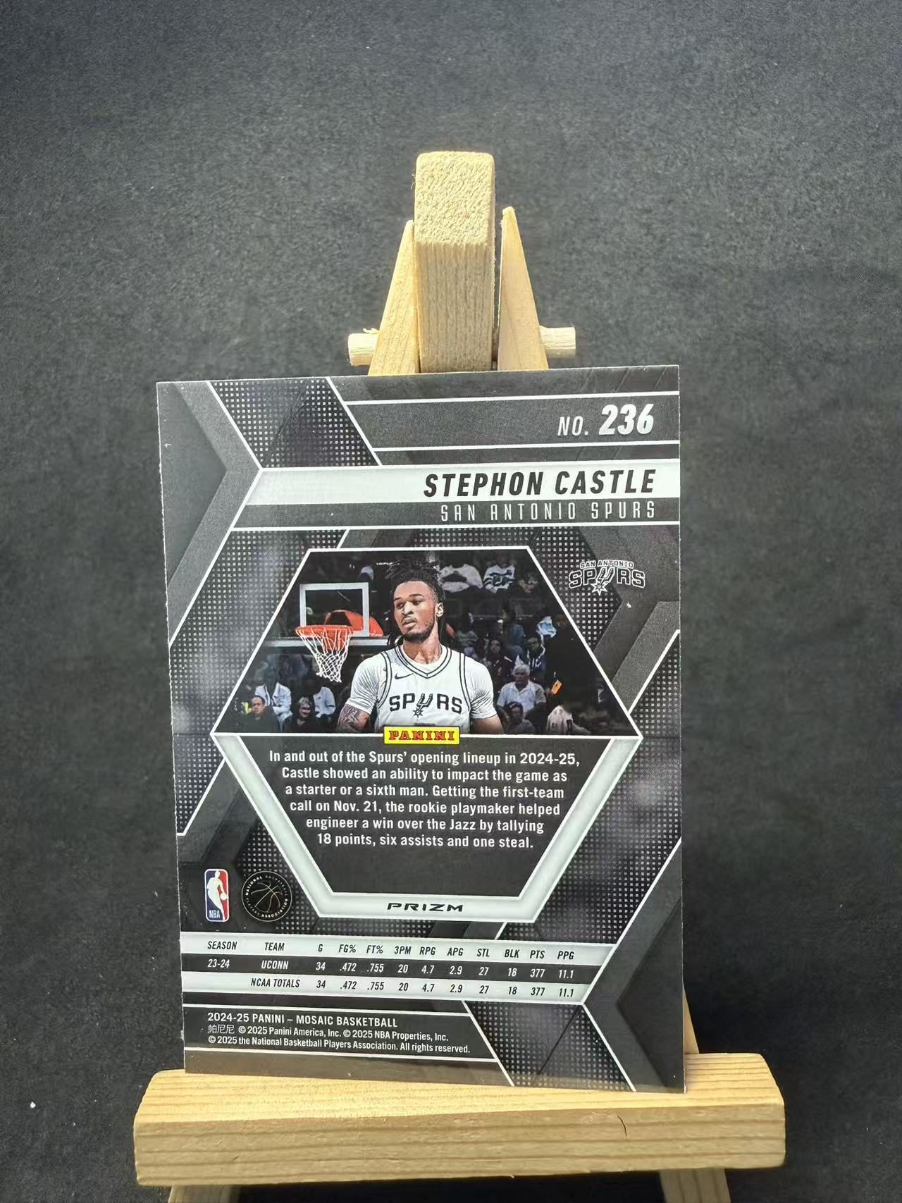 2024-25 Panini Mosaic Stephon Castle 马赛克 马刺 斯蒂芬 卡斯尔 新秀 rc 折射 红马赛克折 默认瑕疵 介意勿拍 添