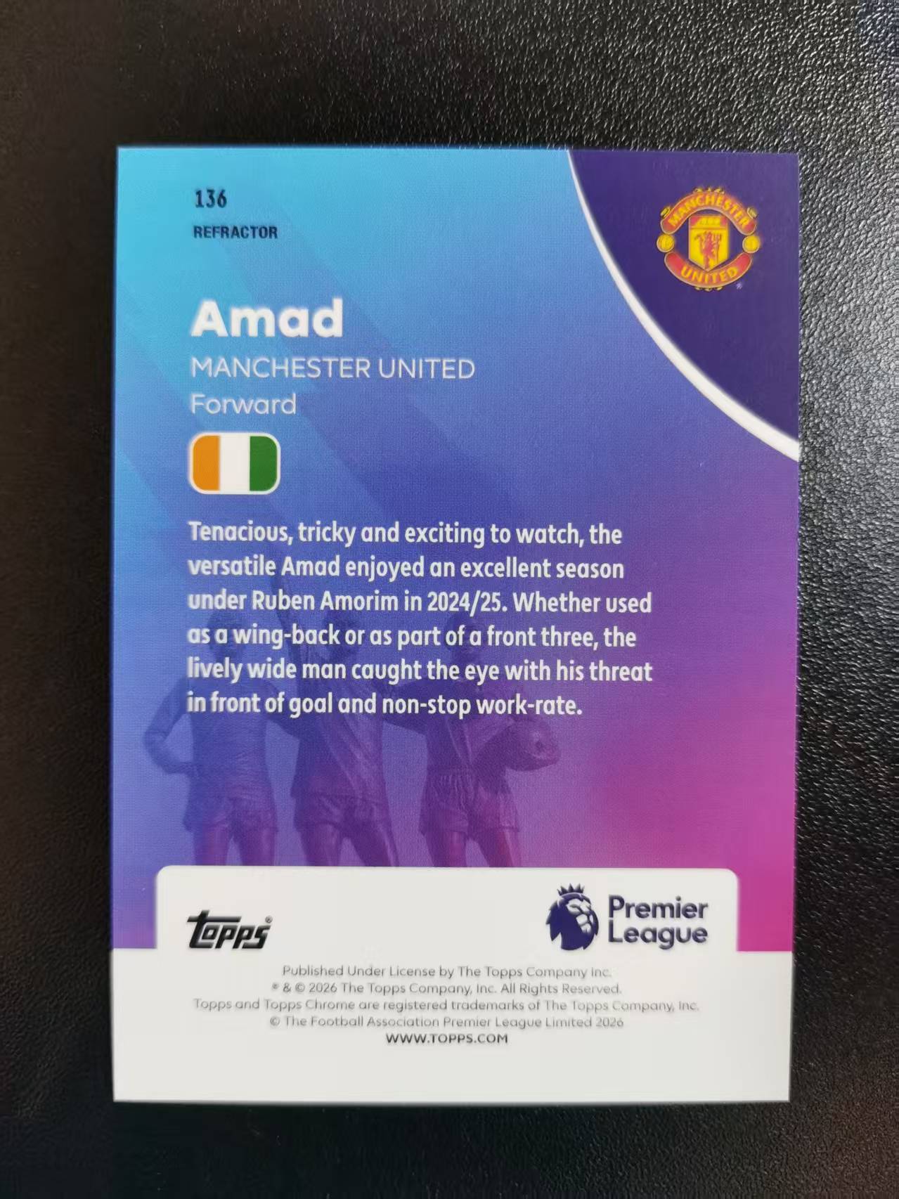 2026 Topps Chrome Ruben Amorim 阿马德 曼联 TC英超 银折 收藏凑套 卡品如图 免费代拍CC02