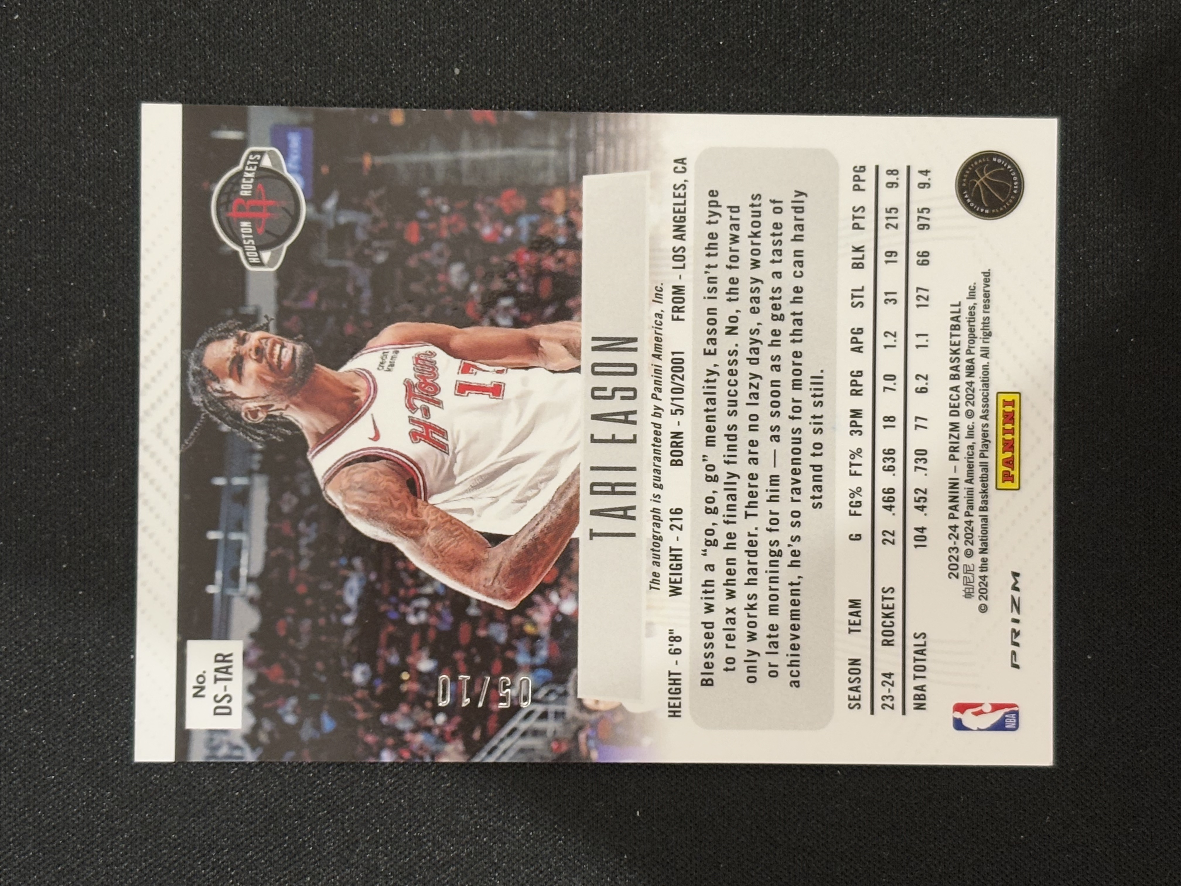 2023-24 Panini Prizm Tari Eason PZ Deca 塔里伊森 金shimmer折 签字 05/10编 - sj