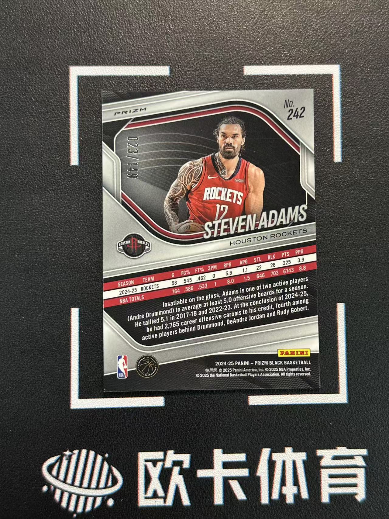 2024-25 Panini Prizm Black Steven Adams 【欧卡体育】pz 海王 亚当斯 149编 紫碎冰折 火箭 轻印痕如图(YDD)