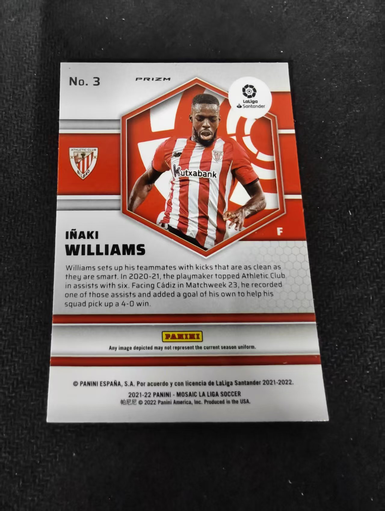 2021-22 Panini Mosaic inaki williams 毕尔巴鄂竞技 伊纳基 威廉姆斯 西甲 马赛克折 划痕 边角瑕疵 #3