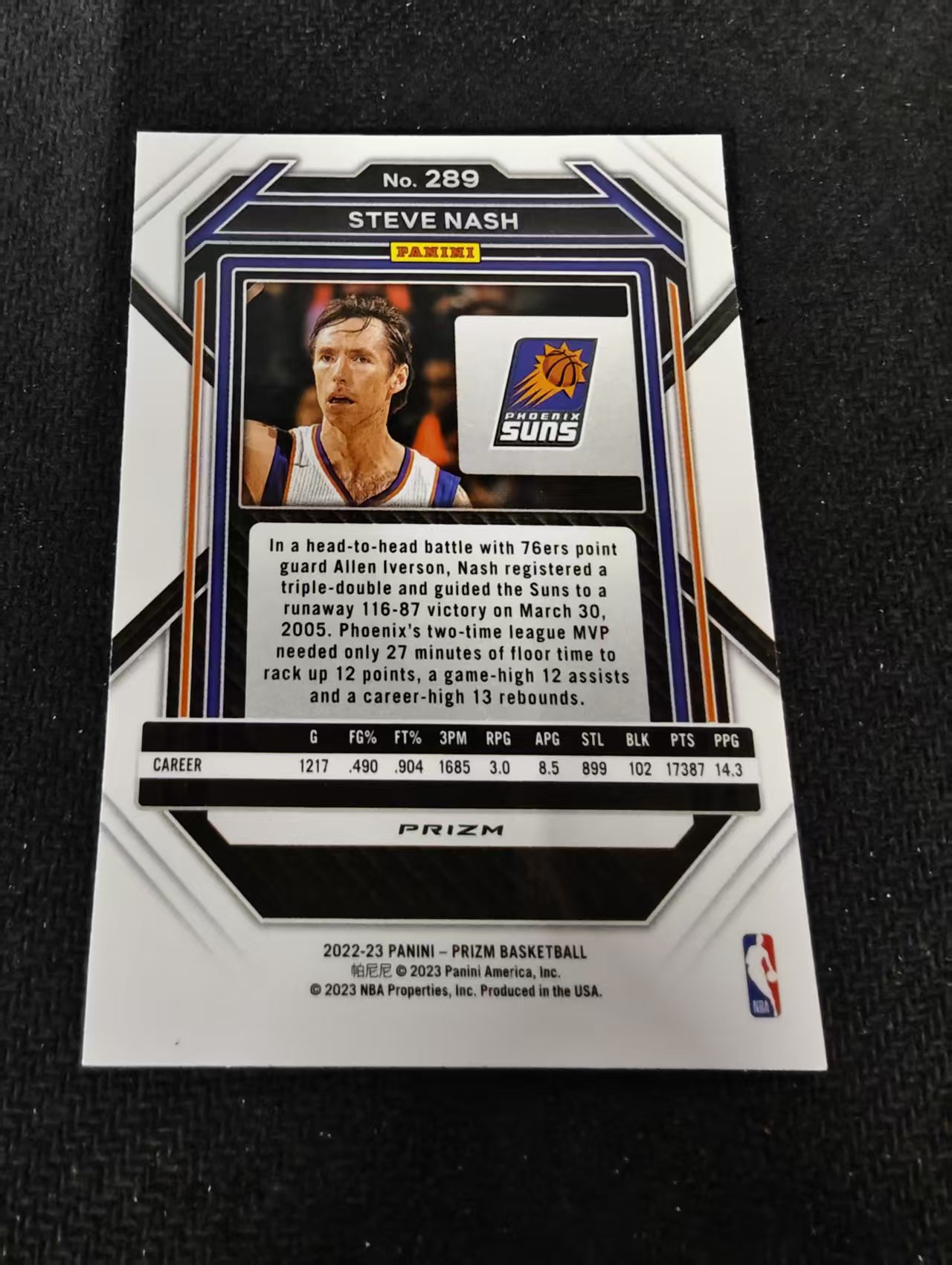 2022-23 Panini Prizm Steve Nash 史蒂夫 纳什 太阳 hyper折 PZ 划痕 边角瑕疵 #289