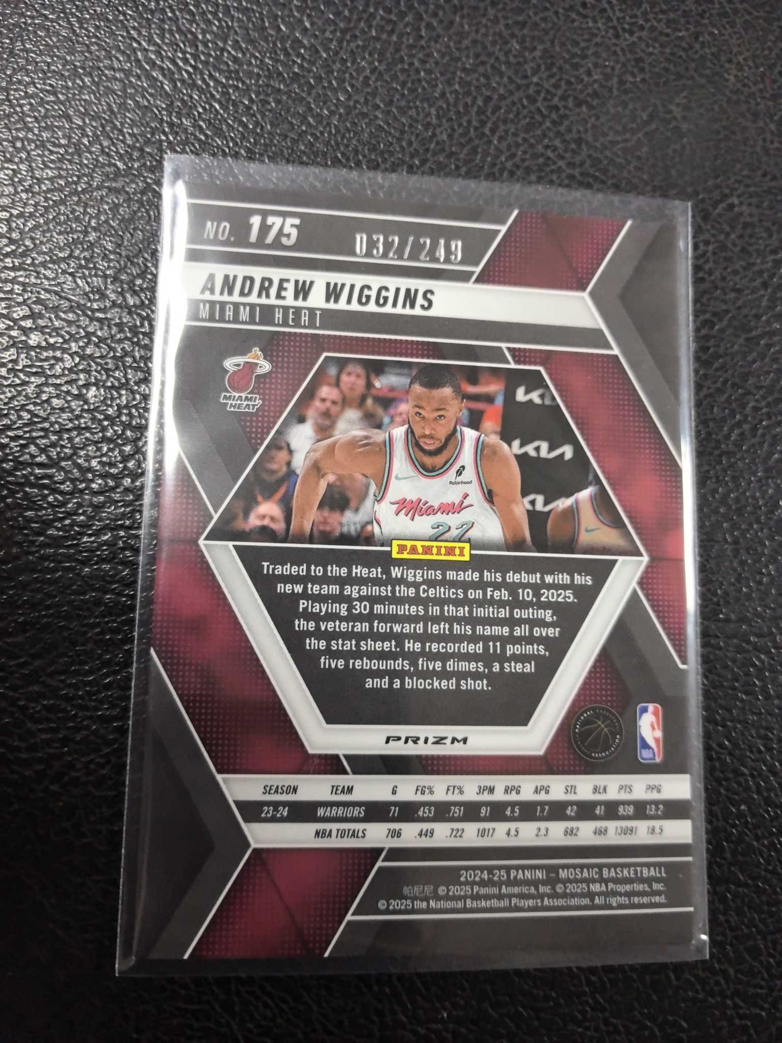 2024-25 安德鲁 维金斯 249编 马赛克 紫折 热火 勇士 森林狼 12-3