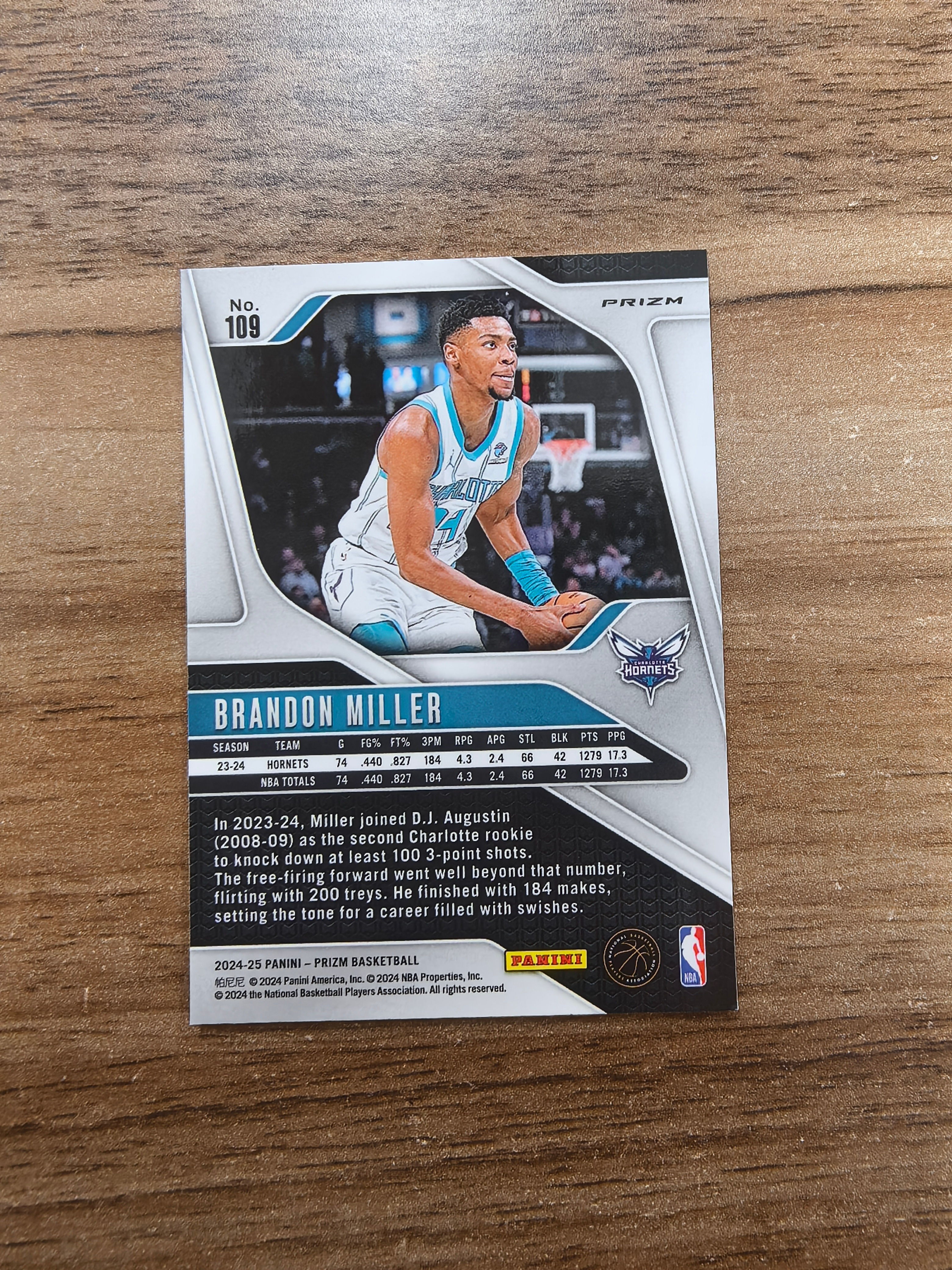 2024-25 Panini Prizm Brandon Miller PZ 黄蜂 布兰登米勒 白点点折 折射 微瑕 实卡精美 卡品如图 收藏必入 流浪