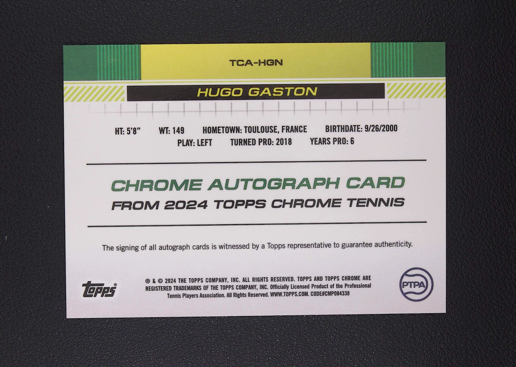 2024 Topps Chrome Hugo Gaston 雨果 加斯顿 base签 贴签【Big M 代拍】 DG923