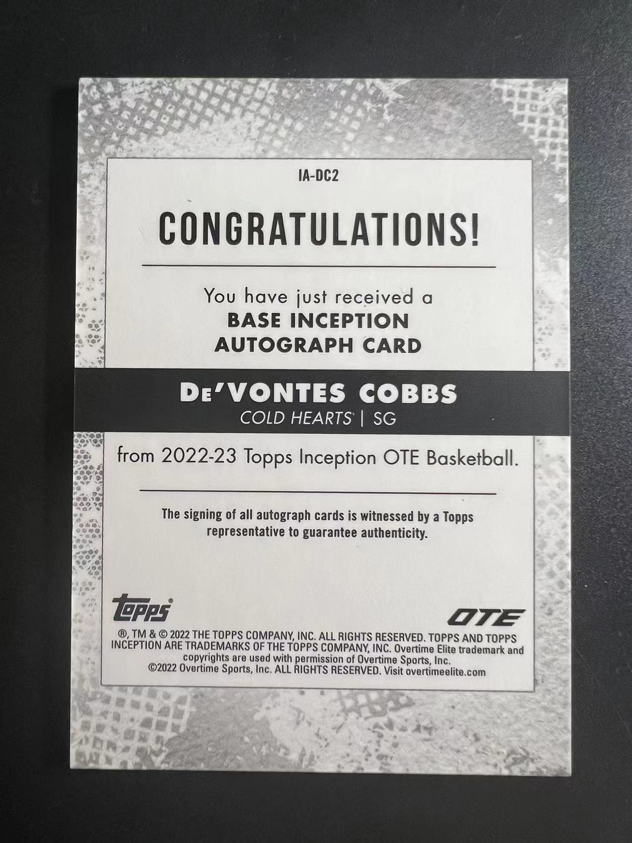 2022-23 Topps topps devontes cobbs 【肥猫代卖】泽 topps 德文特斯科布斯 25编 签字 收藏必备 卡淘