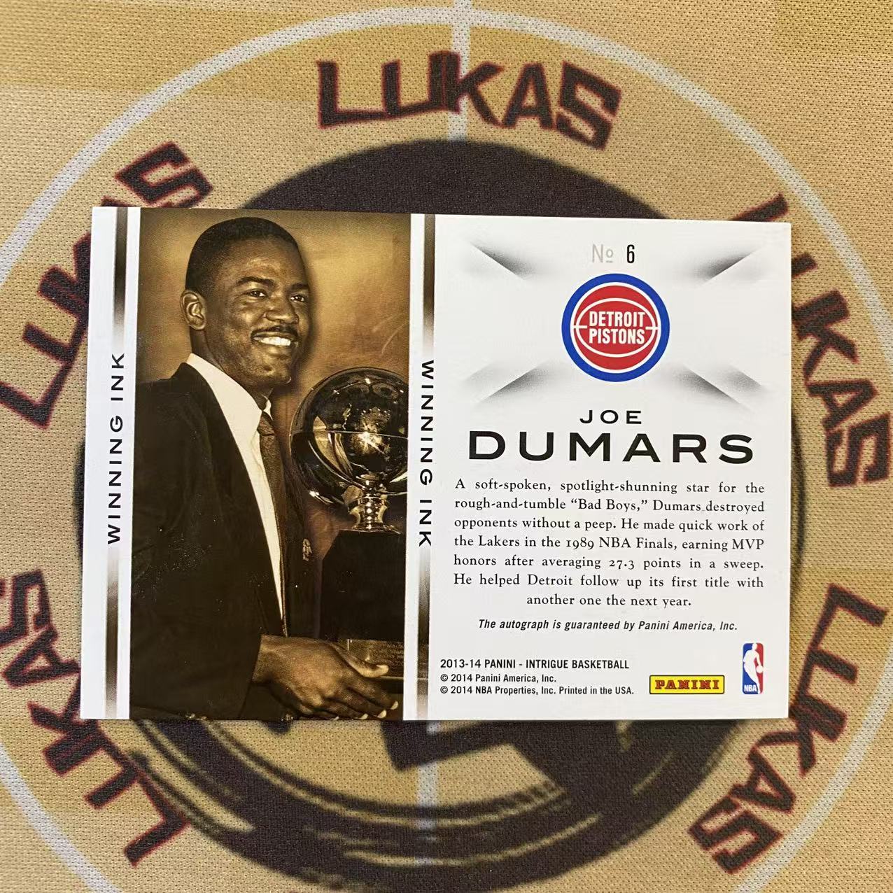 撸卡厮 Lukas 1314 阴谋 活塞 名宿 乔 杜马斯 20编 总冠军 胜利签 winning ink 卡签 捧杯签(鸣总)