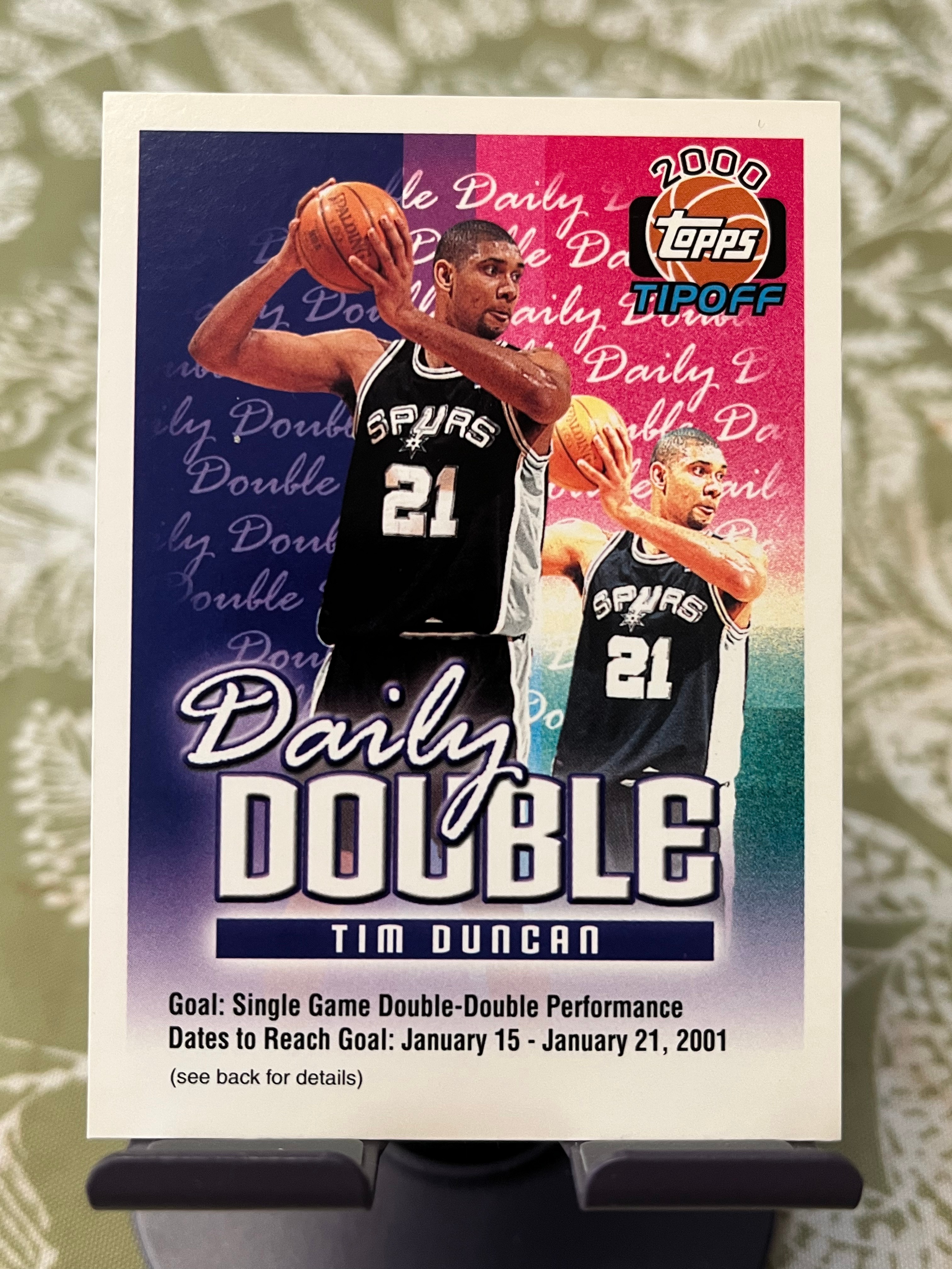 2000 Topps 老卡 老特 Tim Duncan 蒂姆 邓肯 石佛 马刺【DAILY DOUBLE 设计经典 TIPOFF】【边角瑕疵如图 介意勿拍】#1175